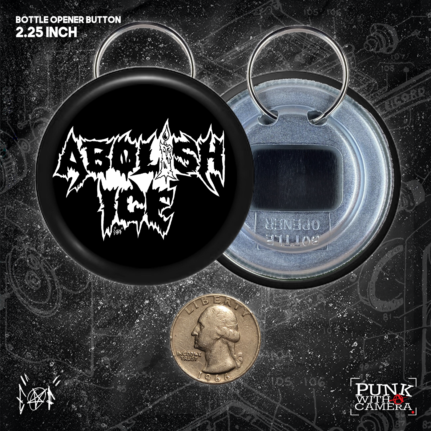 Abolish Ice Metal Font - Buttons (1, 1.25, 1.5, & 2.25 Inch)