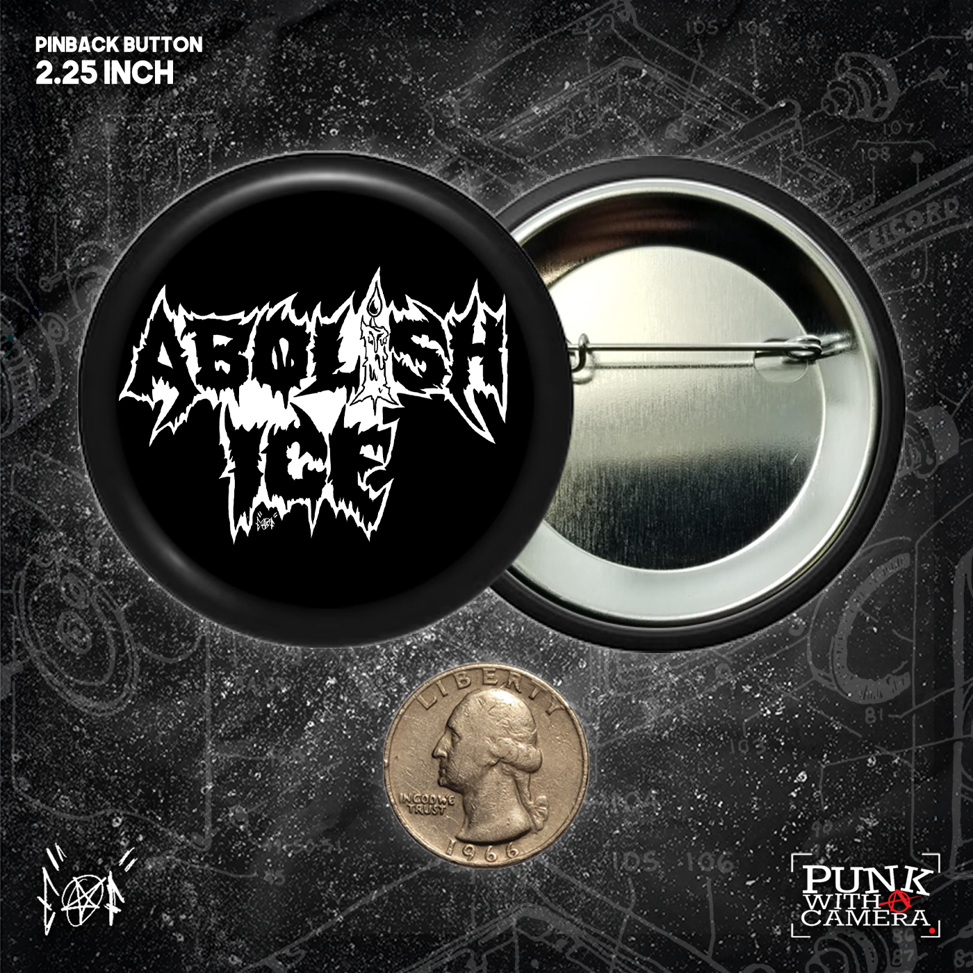 Abolish Ice Metal Font - Buttons (1, 1.25, 1.5, & 2.25 Inch)