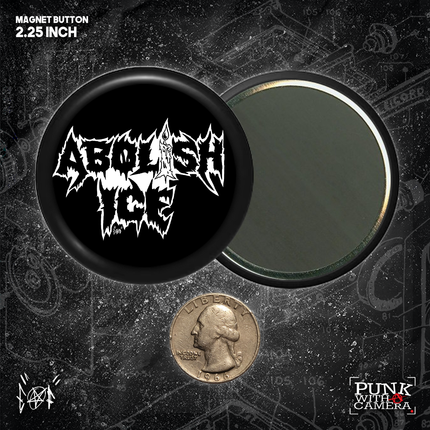 Abolish Ice Metal Font - Buttons (1, 1.25, 1.5, & 2.25 Inch)