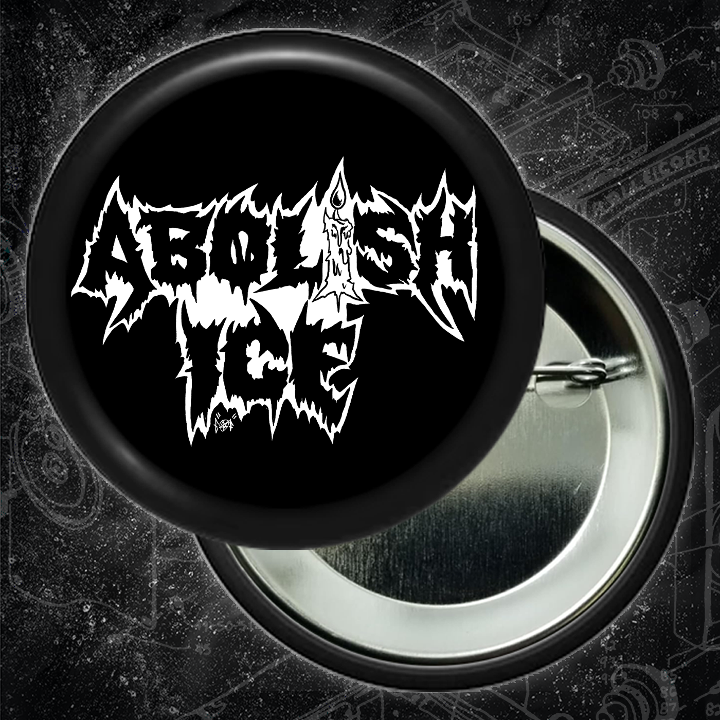 Abolish Ice Metal Font - Buttons (1, 1.25, 1.5, & 2.25 Inch)