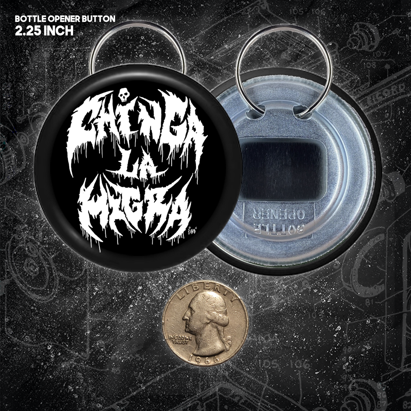 Chinga La Migra - Metal Font - Buttons (1, 1.25, 1.5, & 2.25 Inch)