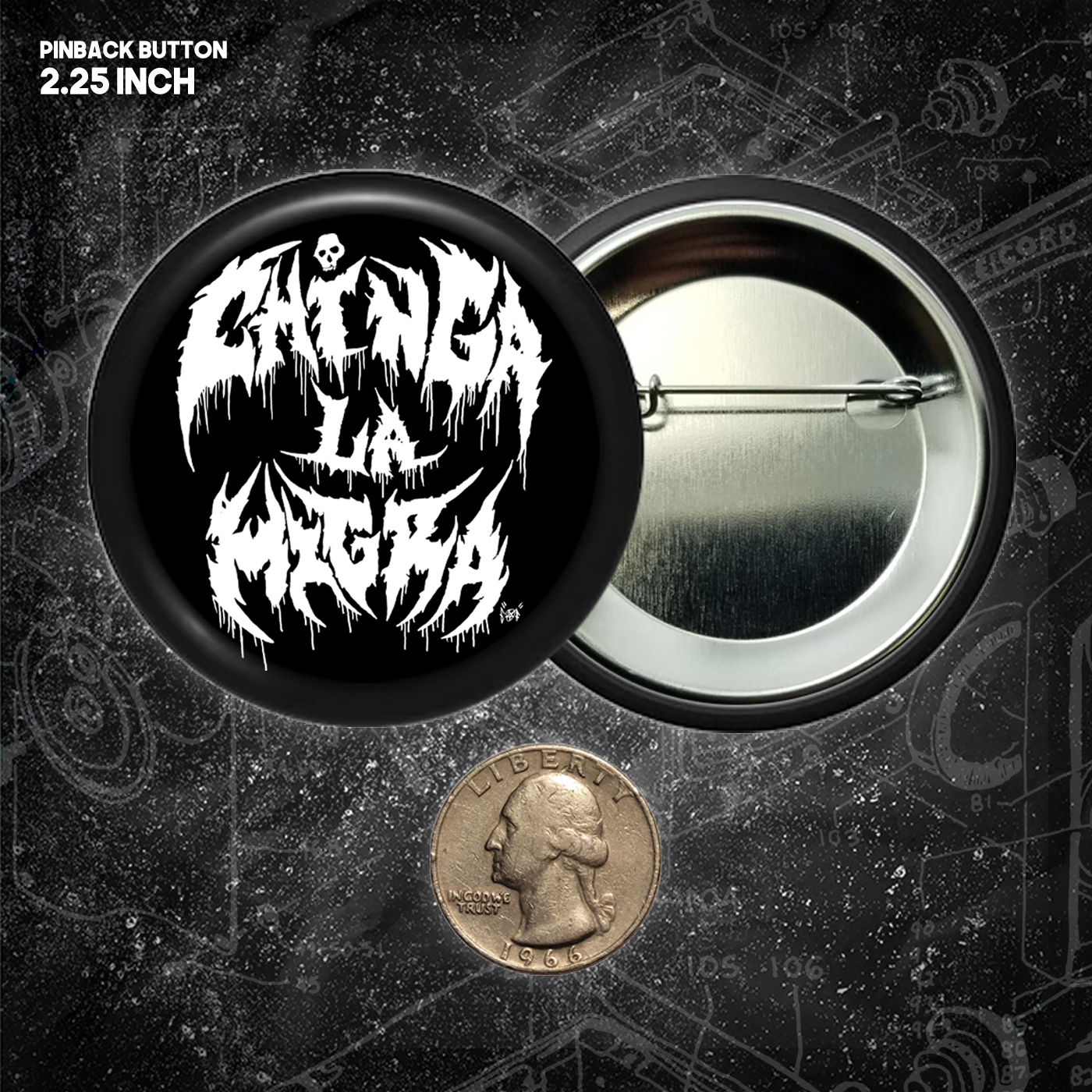 Chinga La Migra - Metal Font - Buttons (1, 1.25, 1.5, & 2.25 Inch)