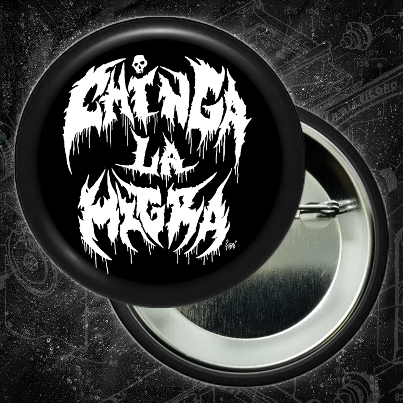 Chinga La Migra - Metal Font - Buttons (1, 1.25, 1.5, & 2.25 Inch)
