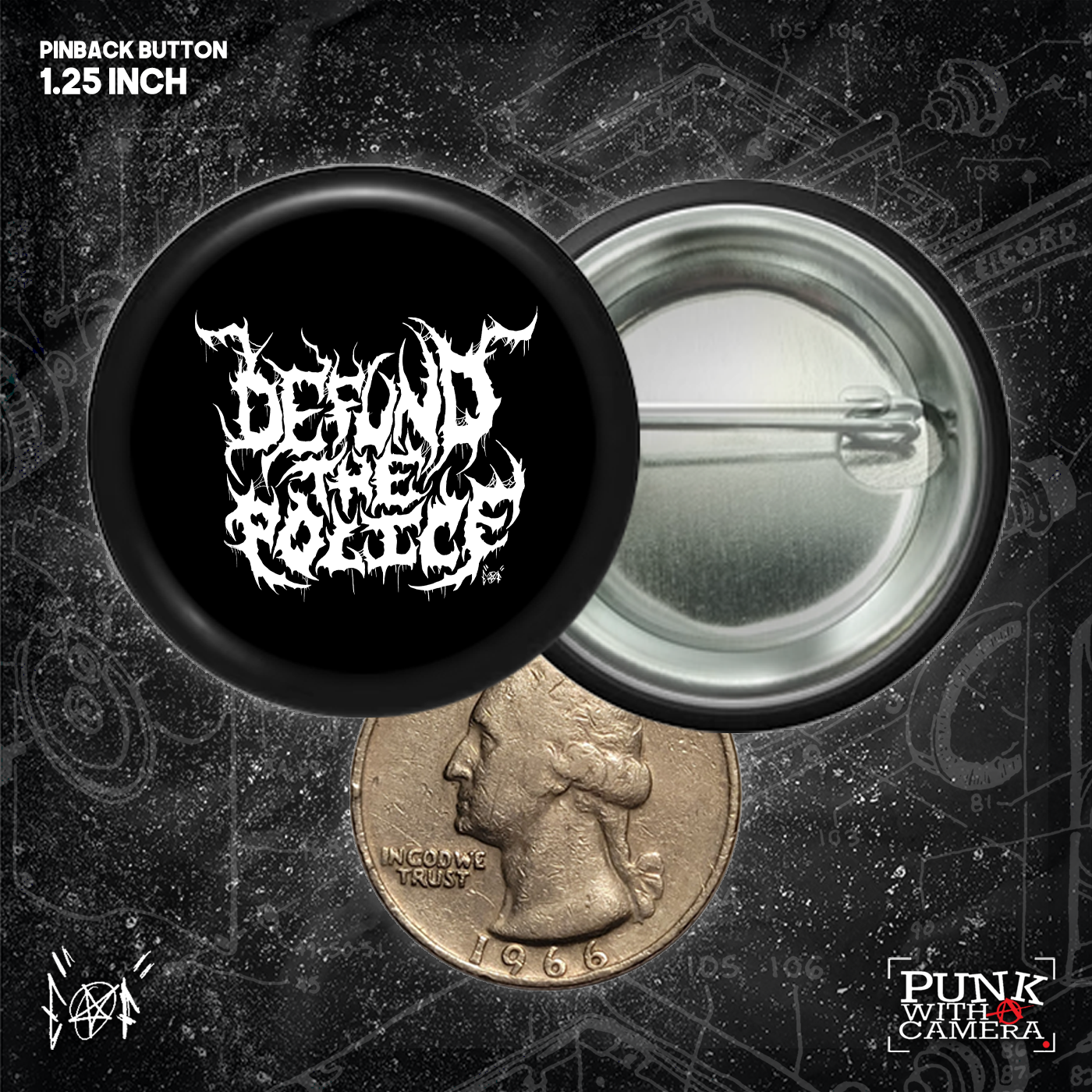 Defund The Police - Metal Font - Buttons (1, 1.25 1.5, & 2.25 Inch)