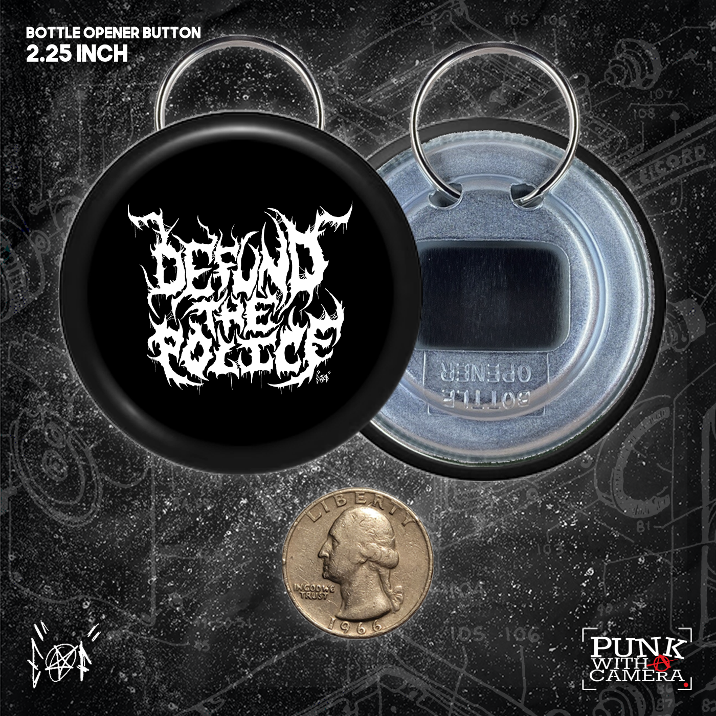 Defund The Police - Metal Font - Buttons (1, 1.25 1.5, & 2.25 Inch)