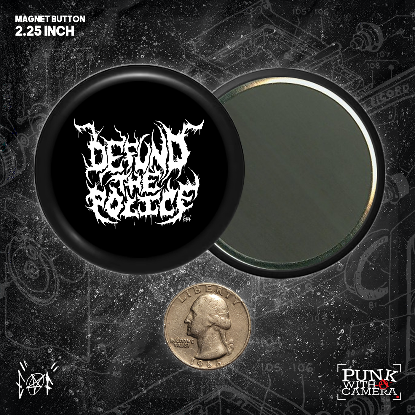 Defund The Police - Metal Font - Buttons (1, 1.25 1.5, & 2.25 Inch)