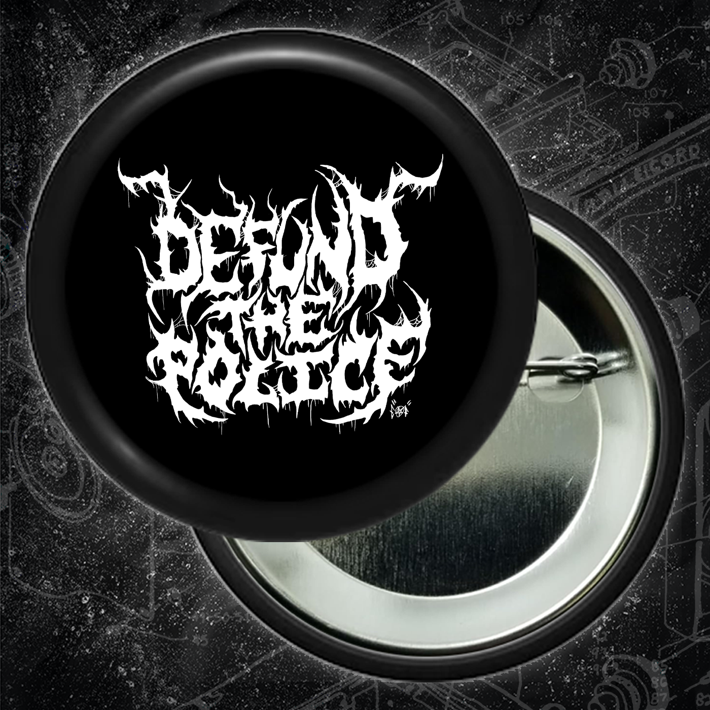 Defund The Police - Metal Font - Buttons (1, 1.25 1.5, & 2.25 Inch)