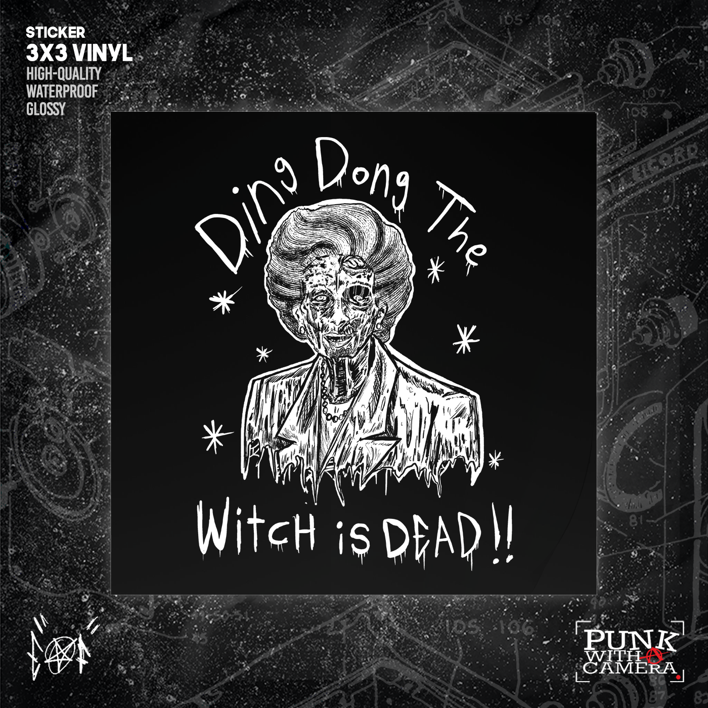 Margaret Thatcher Ding Dong The Witch Is Dead - Sticker (3x3)