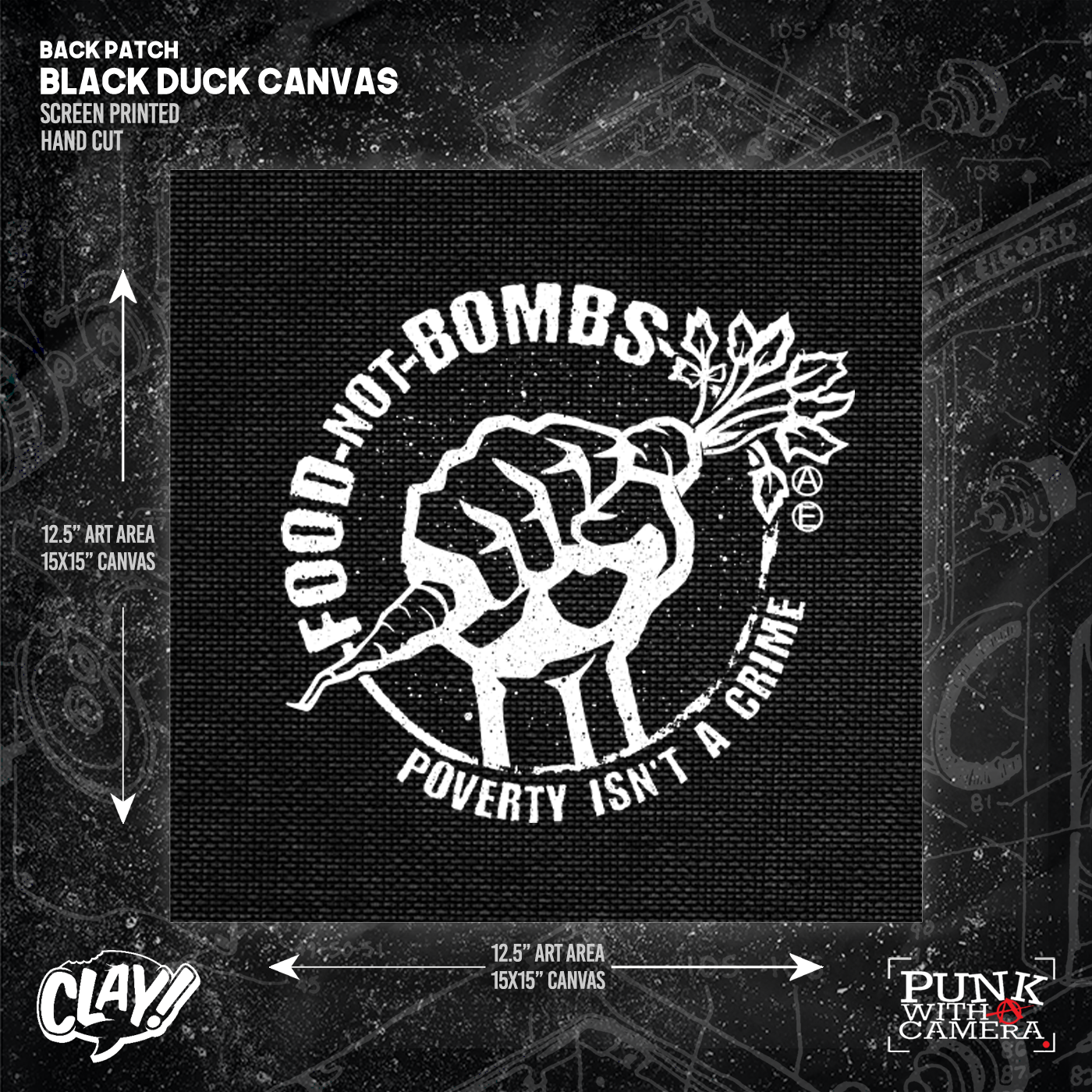 Food Not Bombs - Poverty Isn't A Crime - Backpatch - Mutual Aid Design