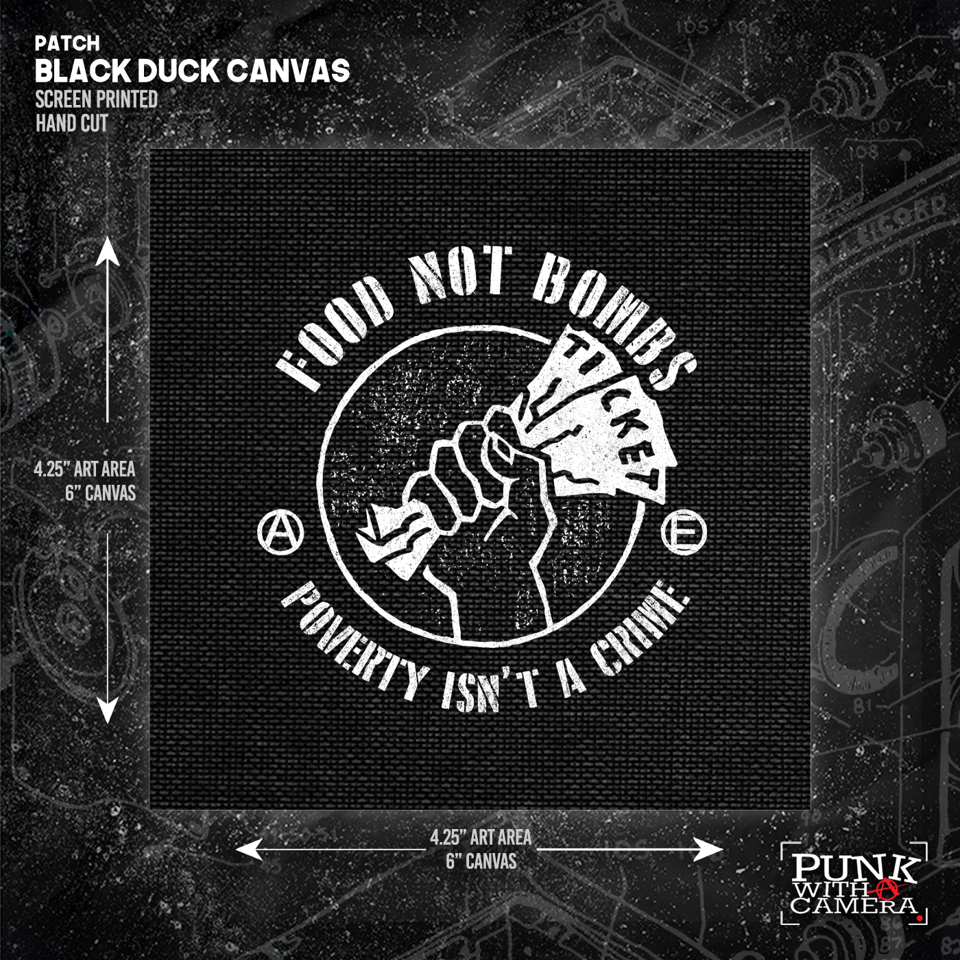 Food Not Bombs - Poverty Is Not A Crime - Patch (6x6) - Mutual Aid Design