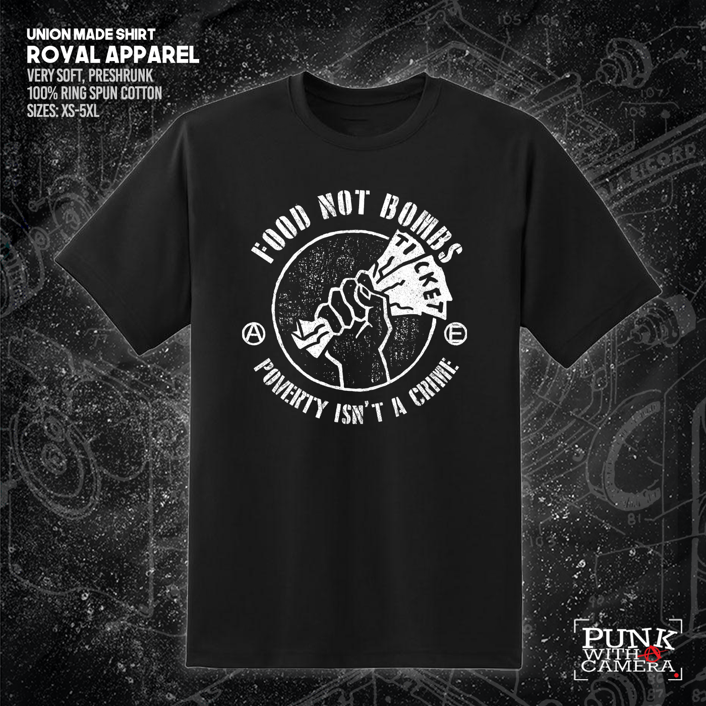Food Not Bombs Ticket - Poverty Isn't A Crime - George Grizzly Mutual Aid Design