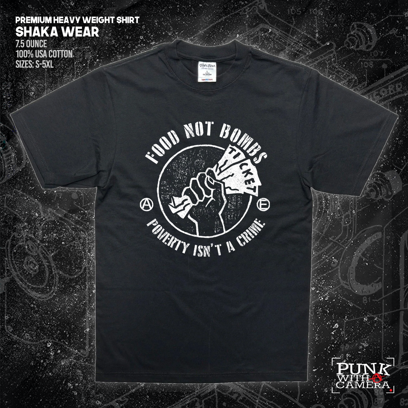 Food Not Bombs Ticket - Poverty Isn't A Crime - George Grizzly Mutual Aid Design