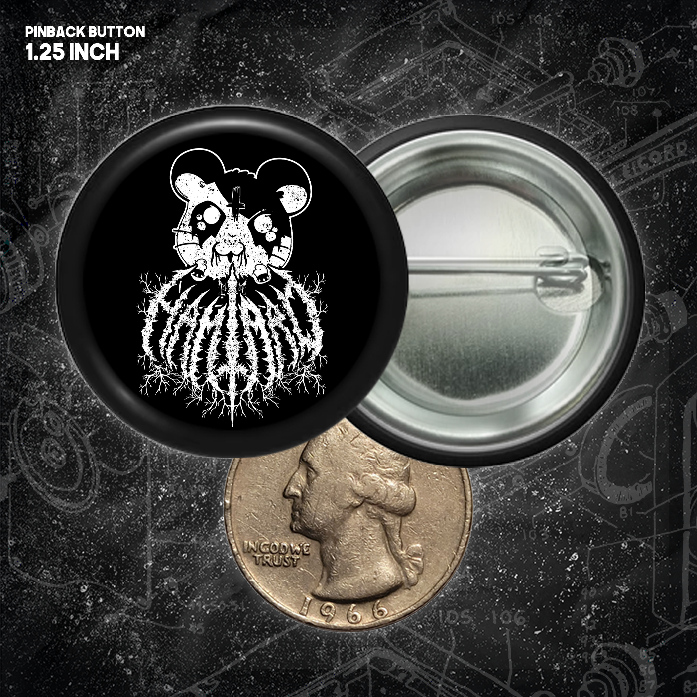 Heavy Metal Hamtaro - Buttons (1, 1.25 1.5, & 2.25 Inch)