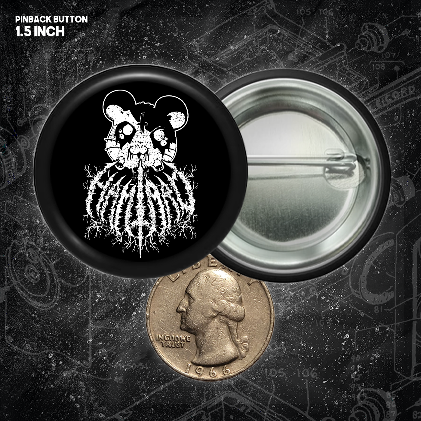 Heavy Metal Hamtaro - Buttons (1, 1.25 1.5, & 2.25 Inch)