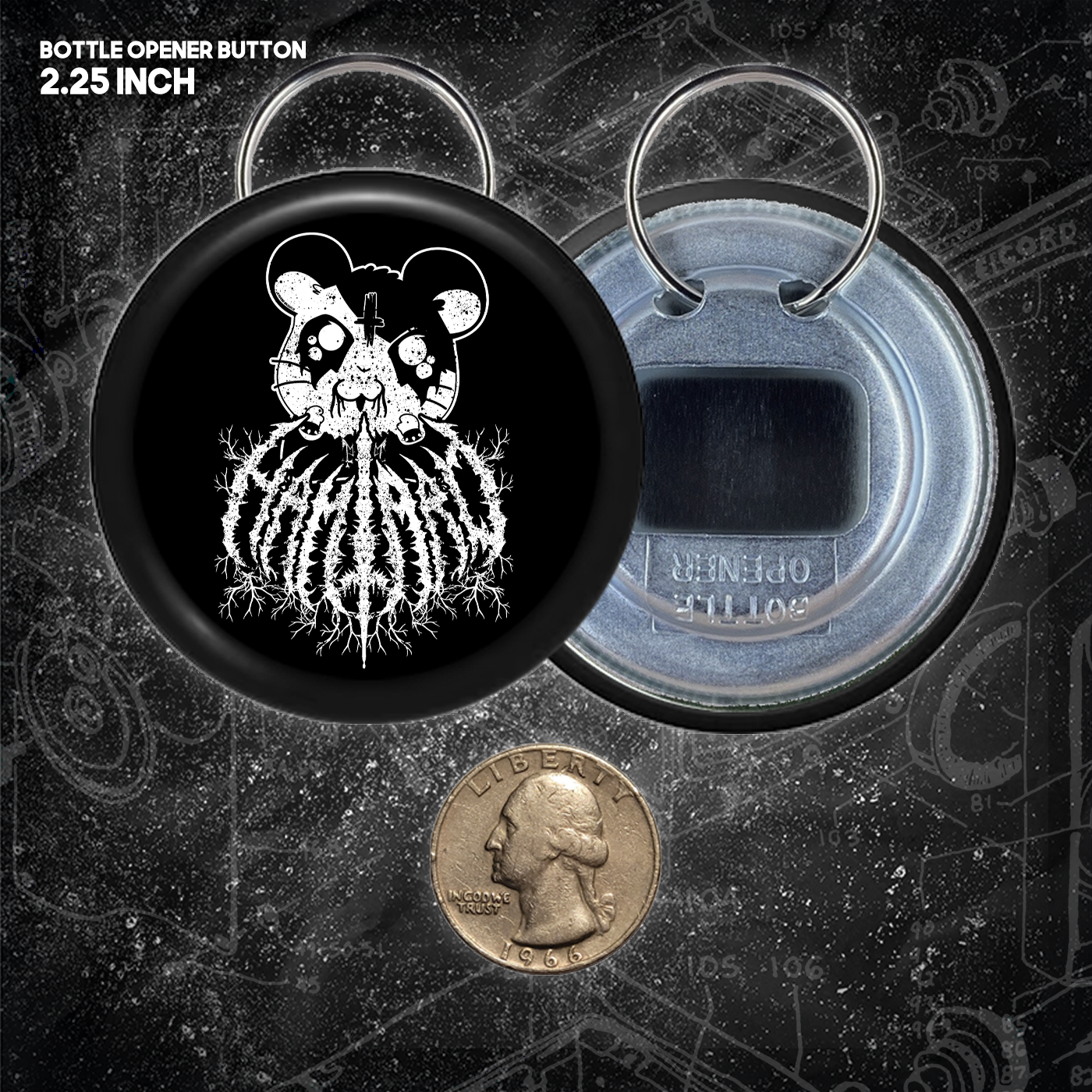 Heavy Metal Hamtaro - Buttons (1, 1.25 1.5, & 2.25 Inch)