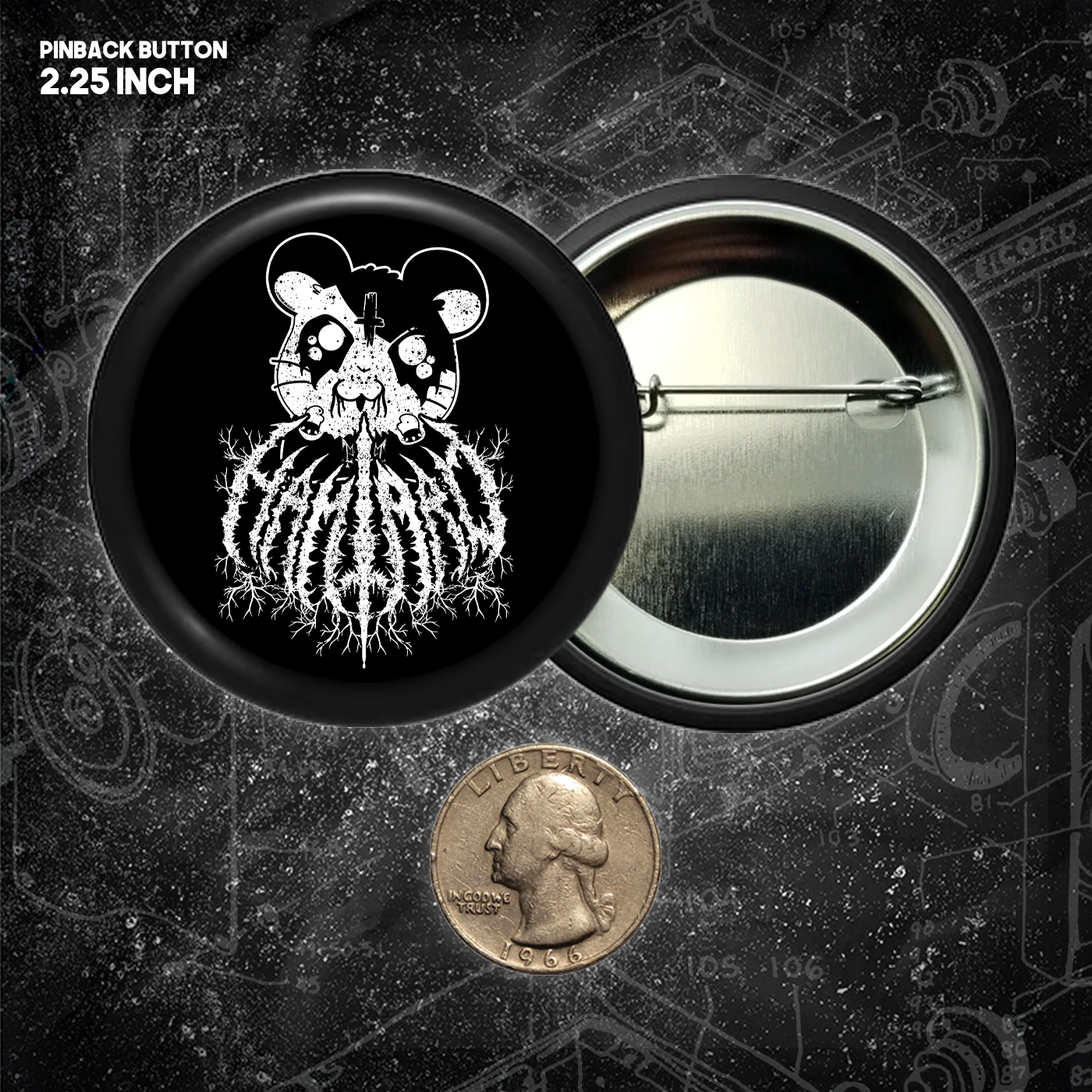 Heavy Metal Hamtaro - Buttons (1, 1.25 1.5, & 2.25 Inch)