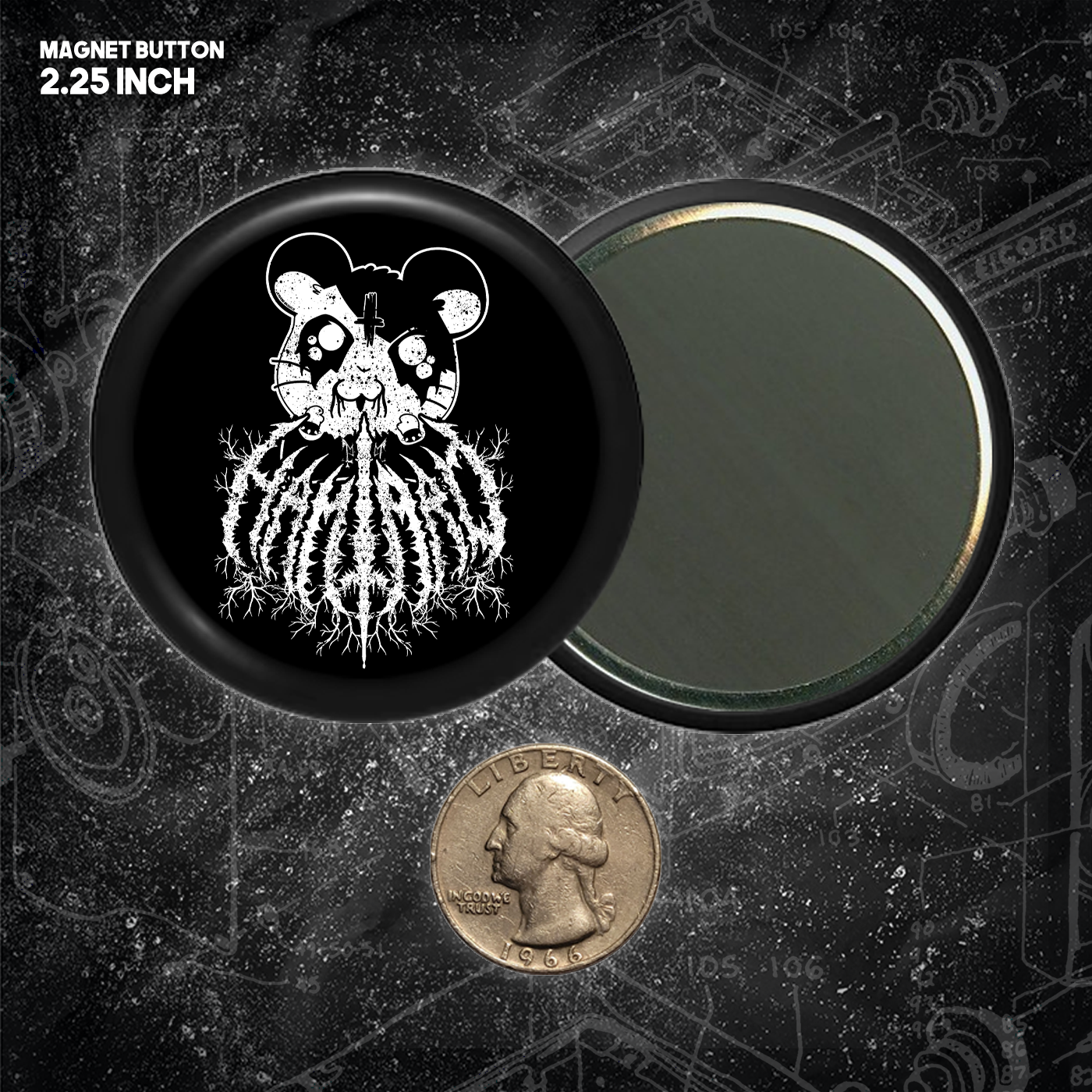 Heavy Metal Hamtaro - Buttons (1, 1.25 1.5, & 2.25 Inch)