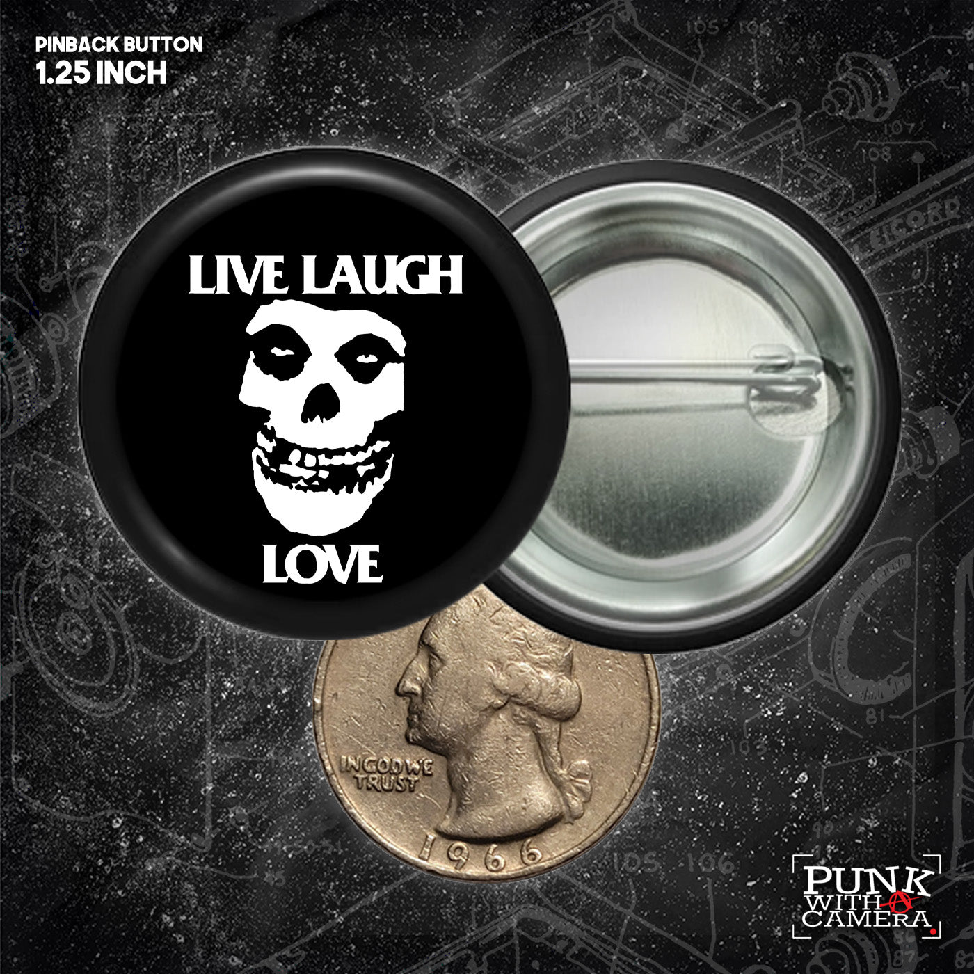 Live Laugh Love // Misfits Crimson Skull - Buttons (1, 1.25, 1.5, & 2.25 Inch)