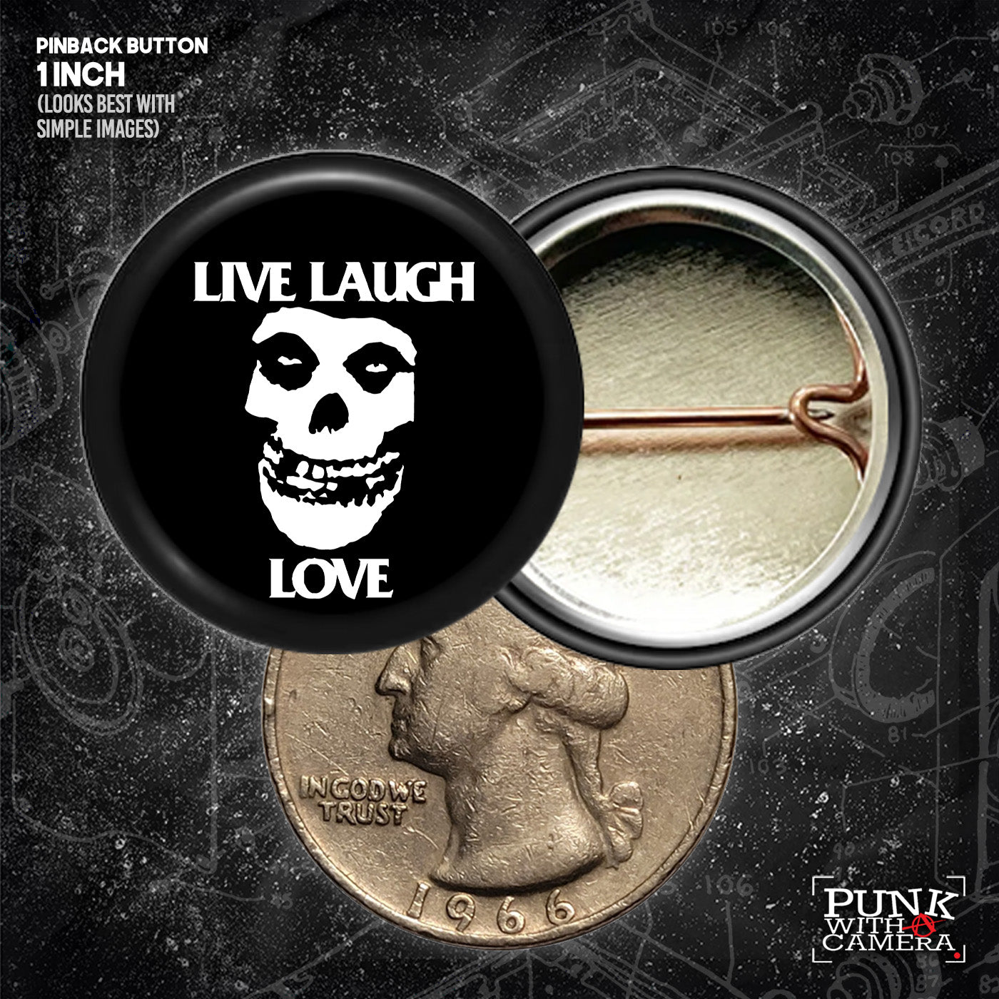 Live Laugh Love // Misfits Crimson Skull - Buttons (1, 1.25, 1.5, & 2.25 Inch)