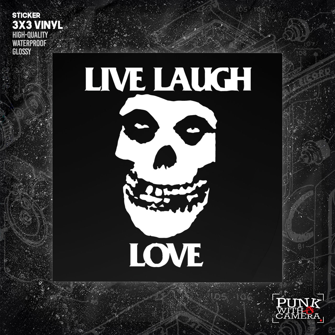 Live Laugh Love // Misfits Crimson Skull - Sticker (3X3)
