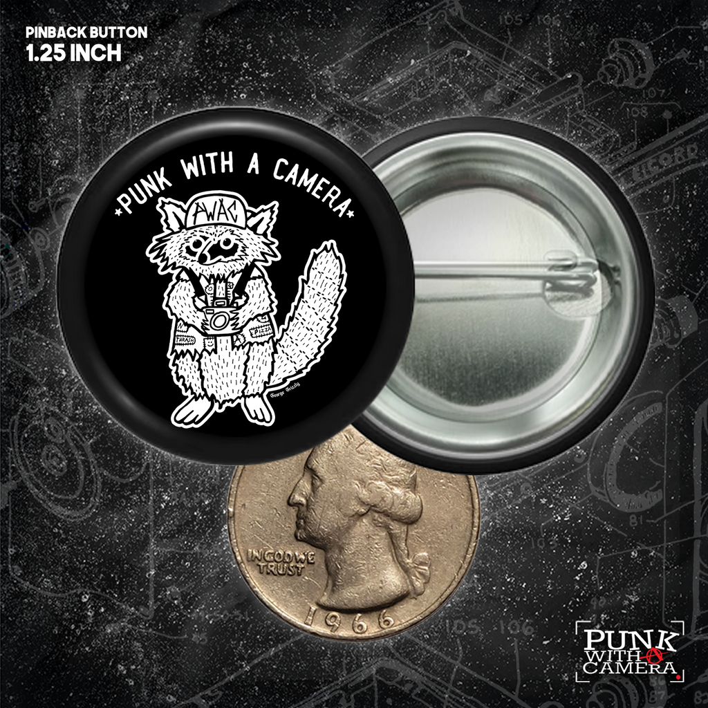 Punk With A Camera - Trash Panda - Buttons (1, 1.25, 1.5, & 2.25 Inch)