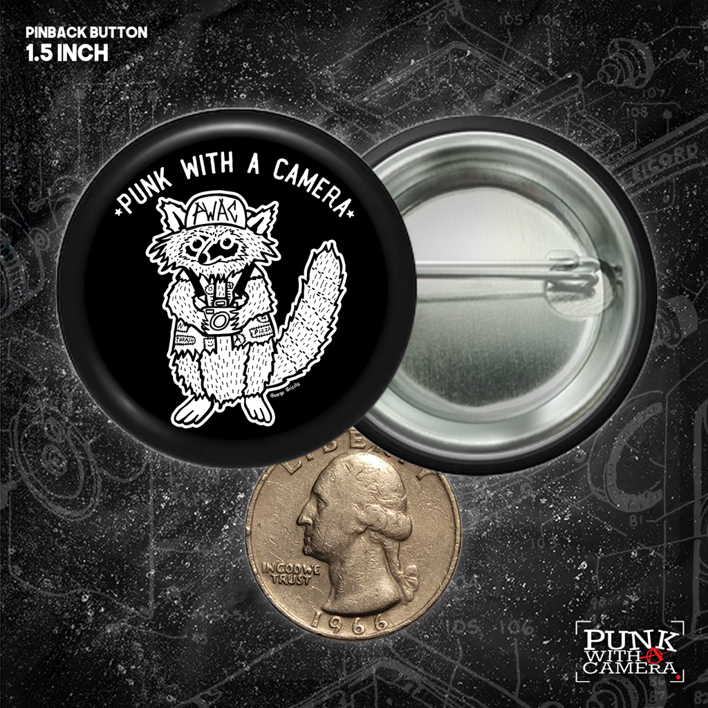 Punk With A Camera - Trash Panda - Buttons (1, 1.25, 1.5, & 2.25 Inch)