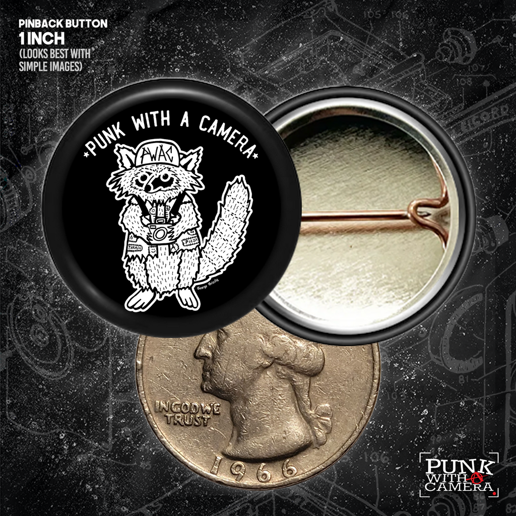 Punk With A Camera - Trash Panda - Buttons (1, 1.25, 1.5, & 2.25 Inch)