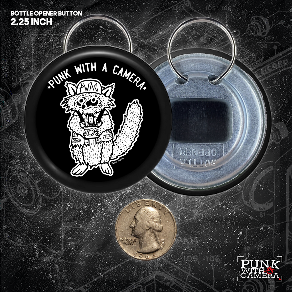 Punk With A Camera - Trash Panda - Buttons (1, 1.25, 1.5, & 2.25 Inch)
