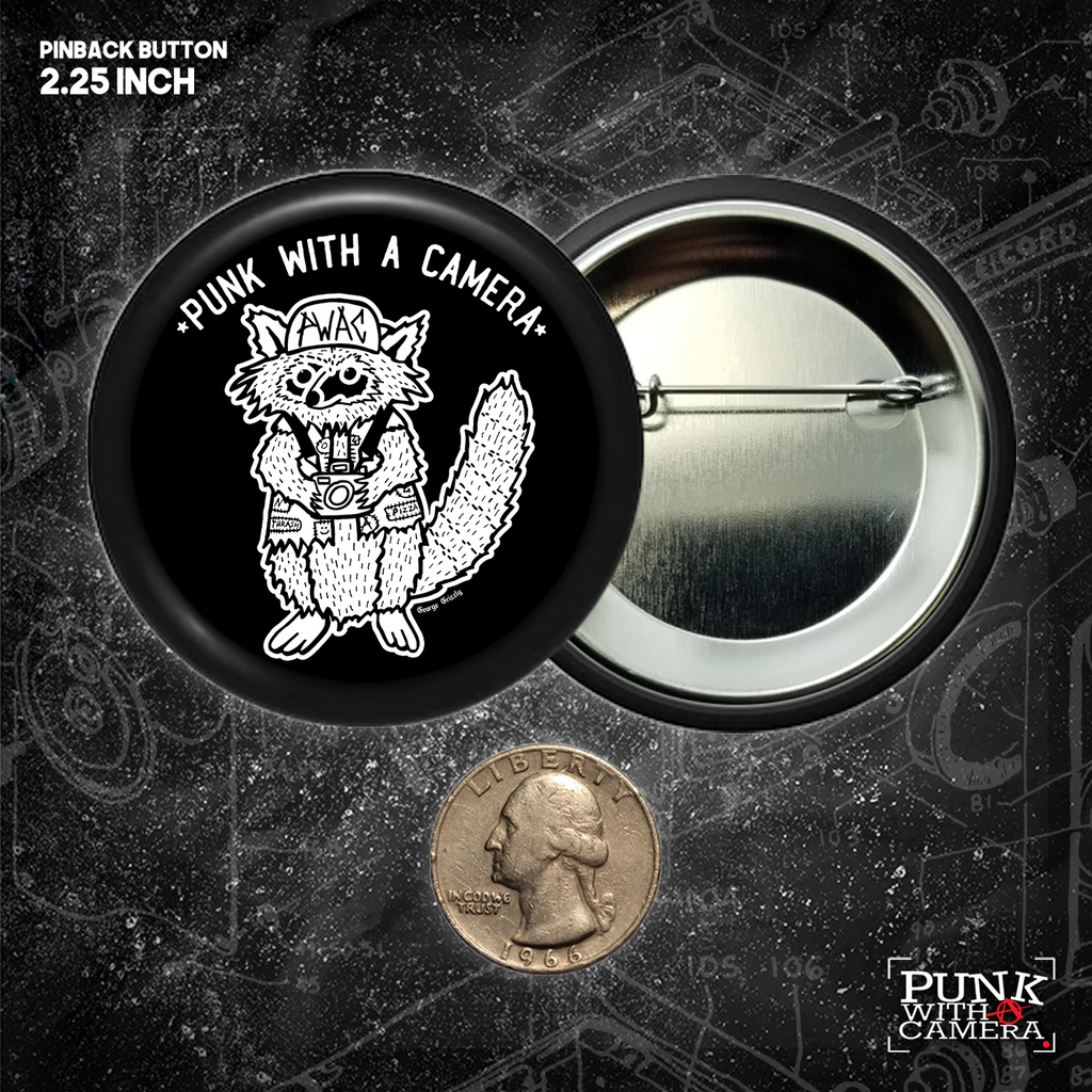 Punk With A Camera - Trash Panda - Buttons (1, 1.25, 1.5, & 2.25 Inch)