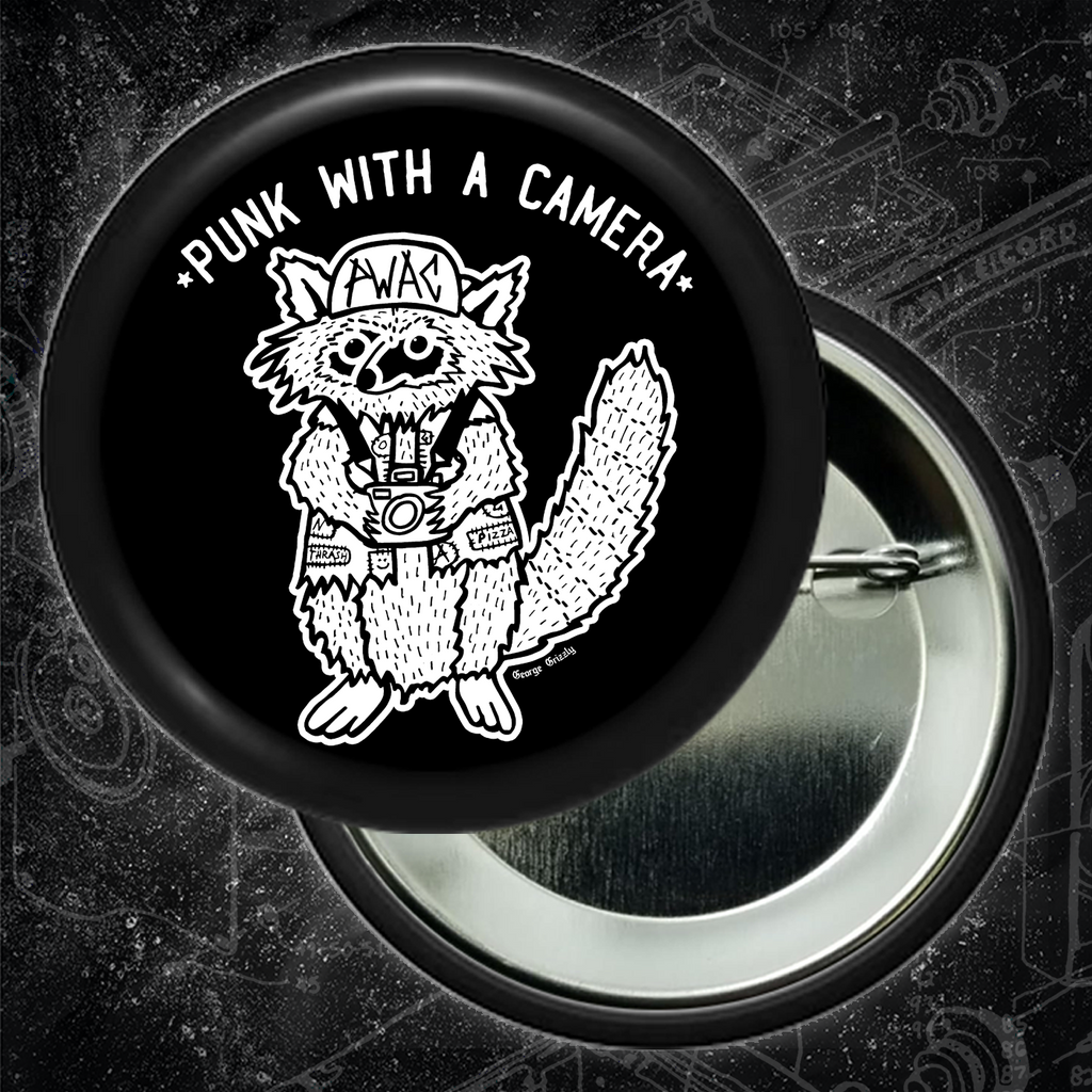 Punk With A Camera - Trash Panda - Buttons (1, 1.25, 1.5, & 2.25 Inch)