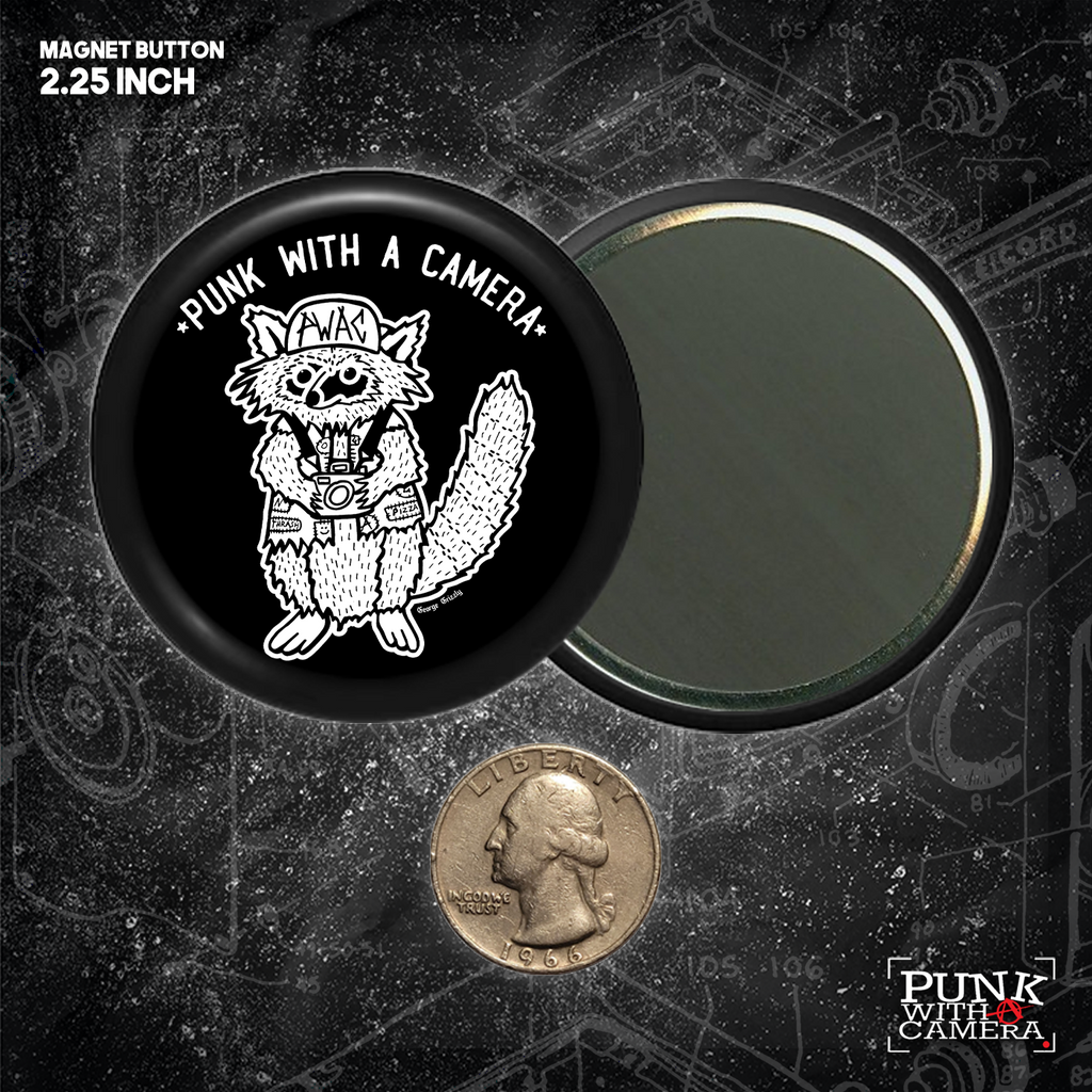 Punk With A Camera - Trash Panda - Buttons (1, 1.25, 1.5, & 2.25 Inch)