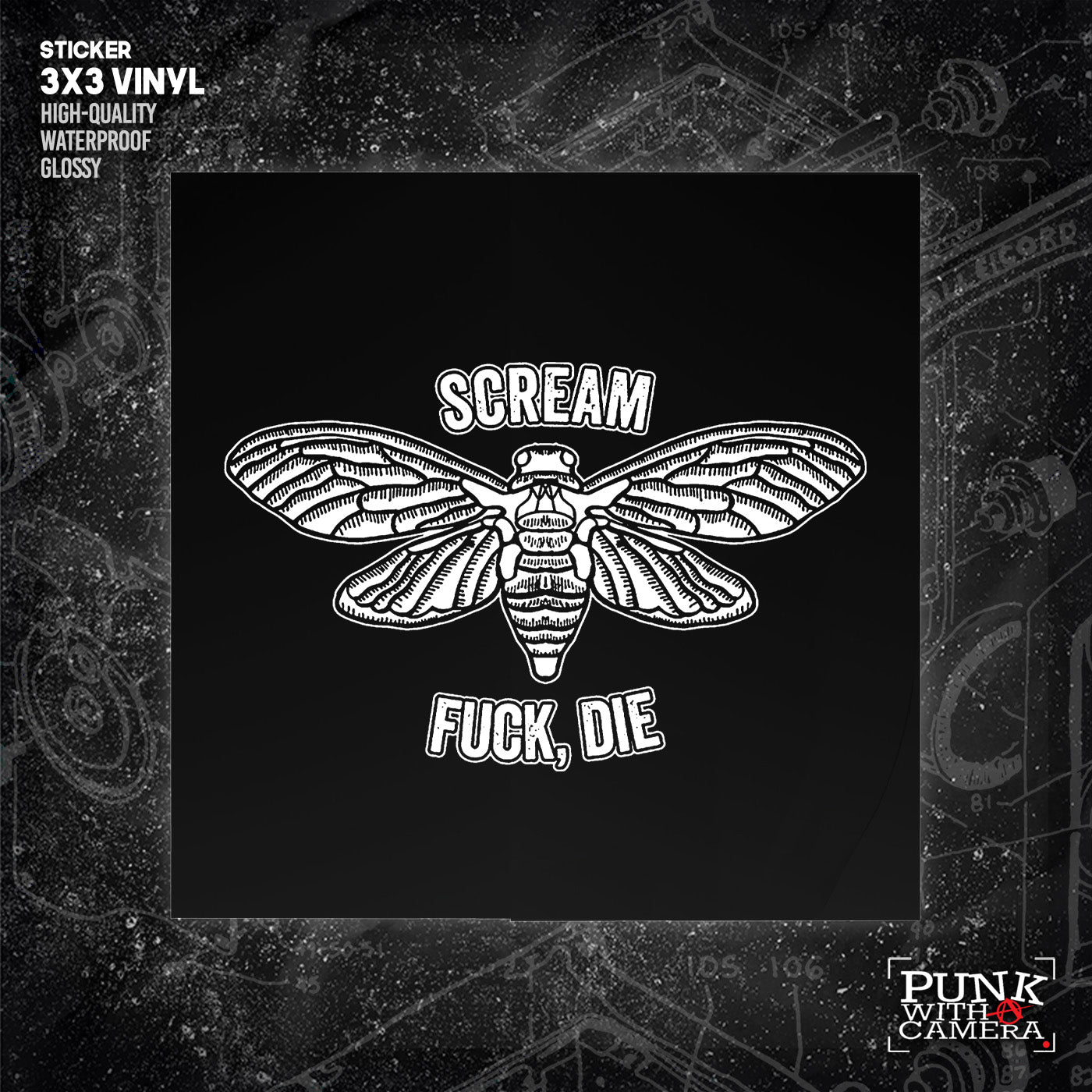 Scream, Fuck, Die - Sticker (3X3)