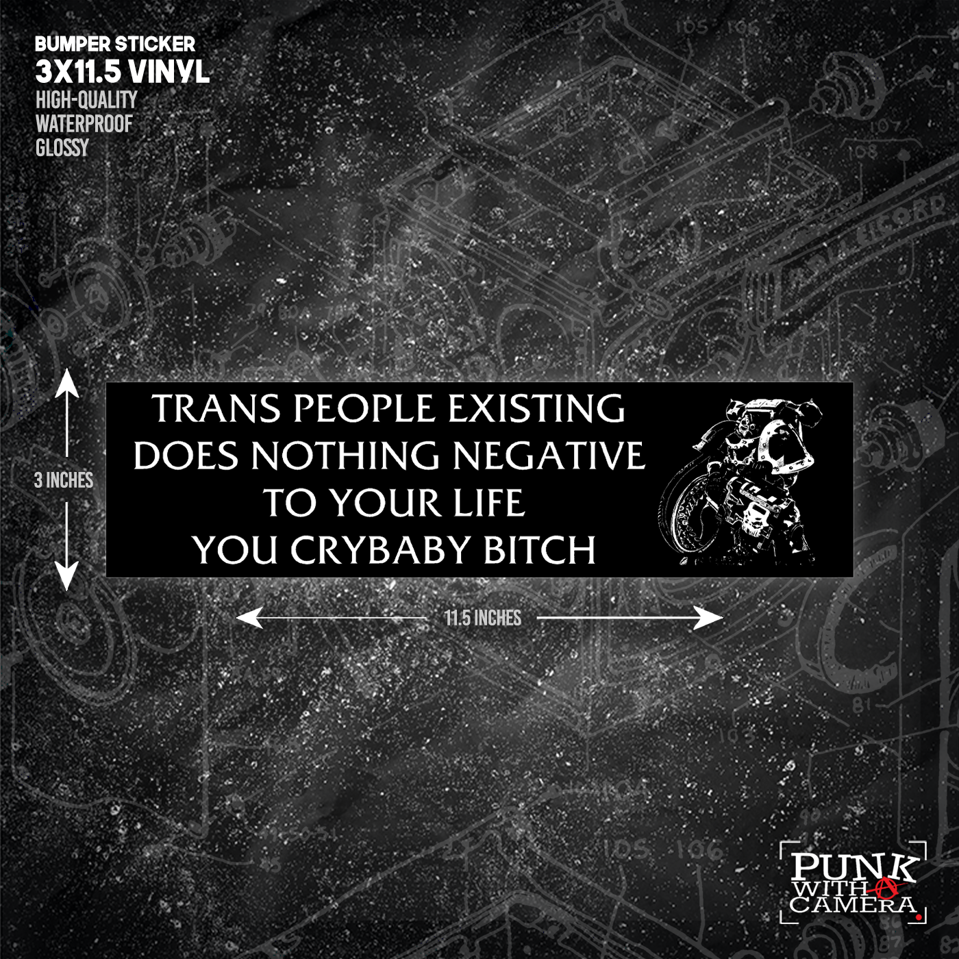 Chaos Marine Trans people Existing Does Nothing Negative To Your Life You Cry Baby Bitch 40k - Bumper Sticker (11.5X3)