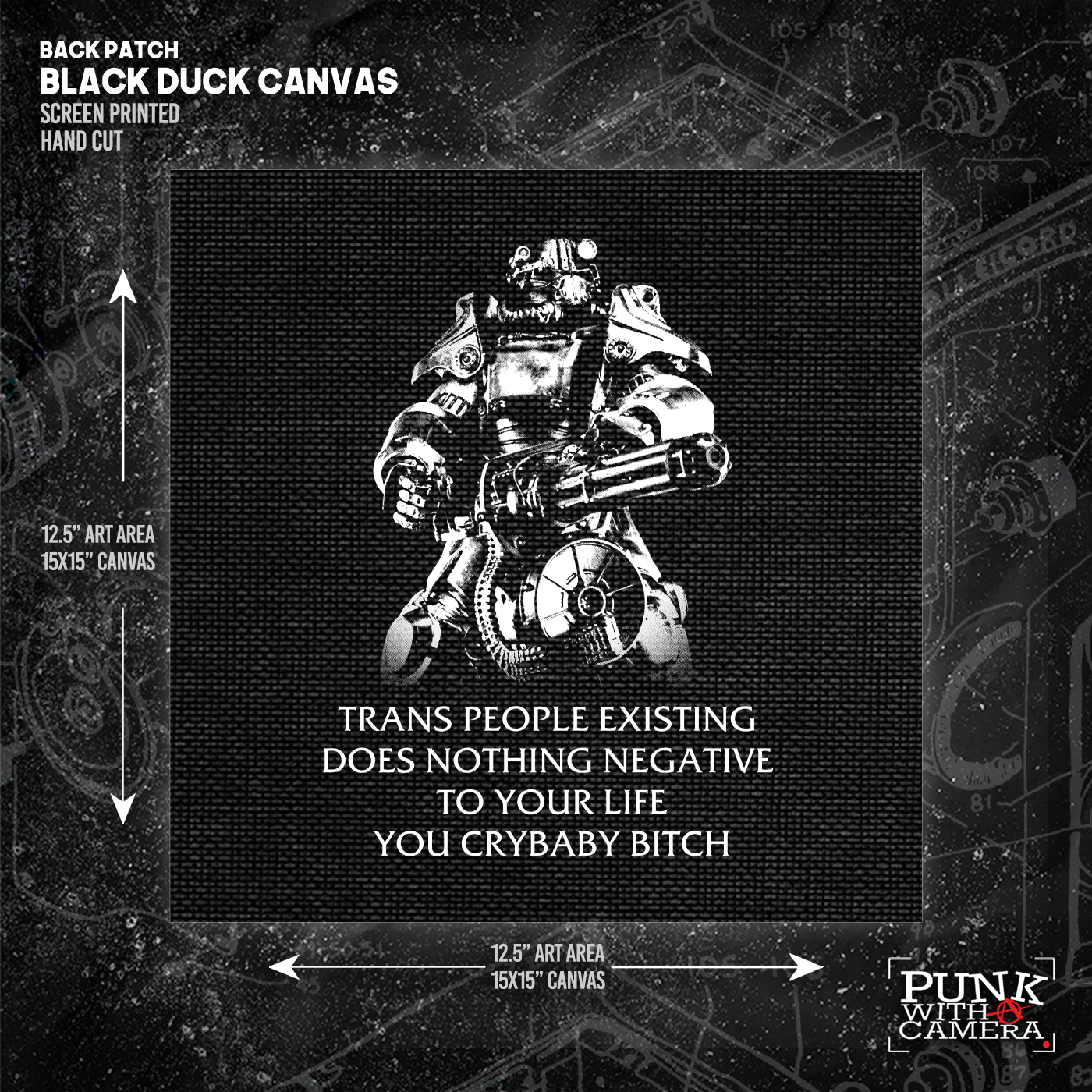 T45 Fallout Power Armor Trans people Existing Does Nothing Negative To Your Life You Cry Baby Bitch - Backpatch