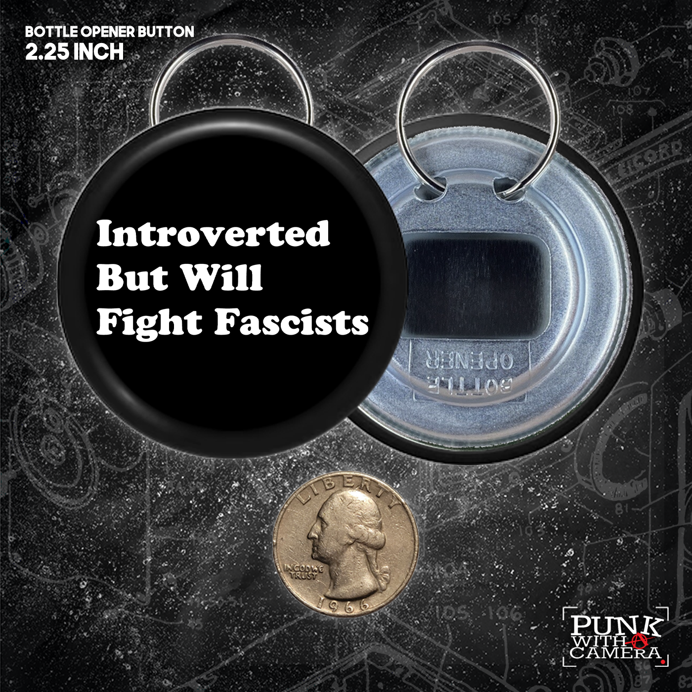 Introverted But Will Fight Fascists - Buttons (1.5 & 2.25 Inch)