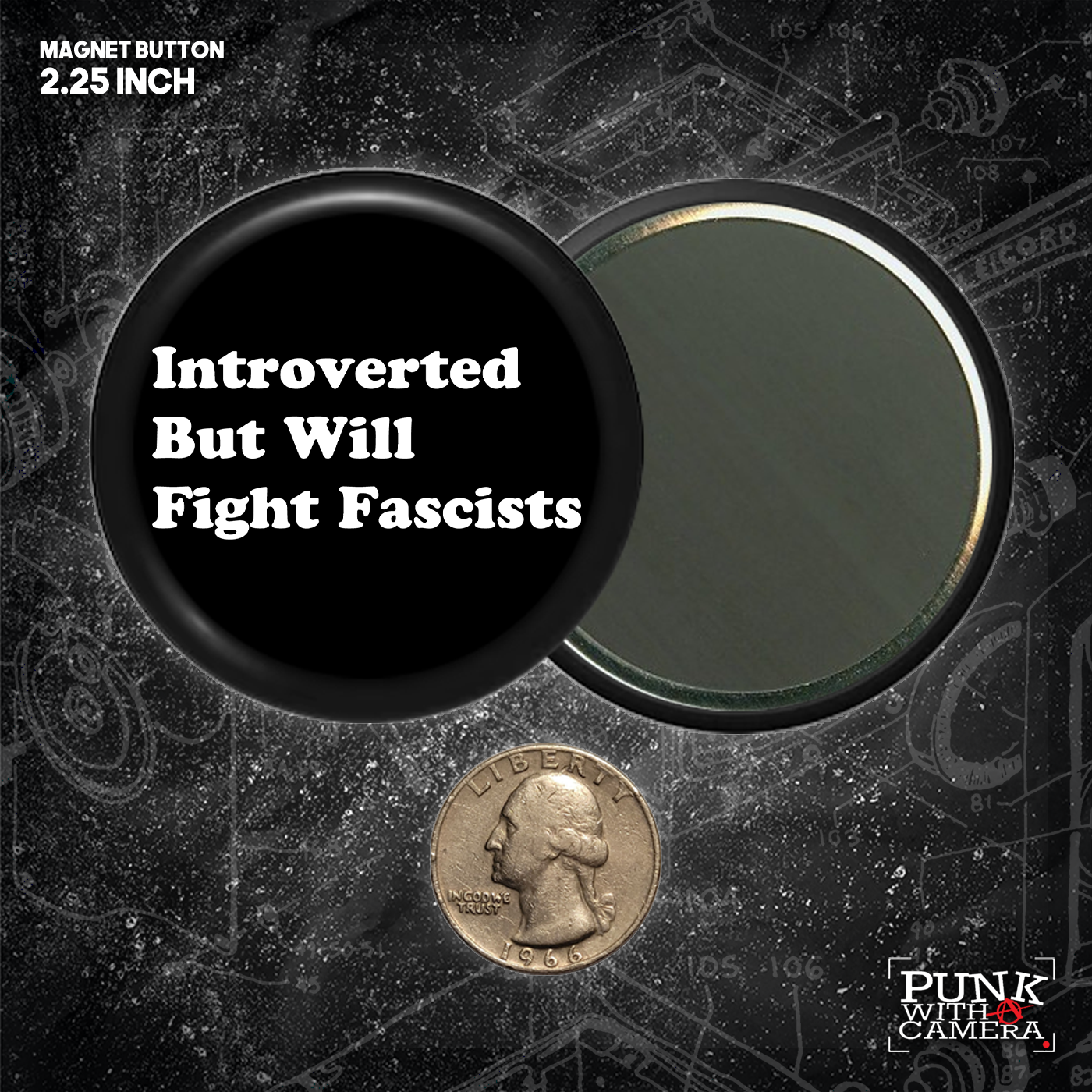 Introverted But Will Fight Fascists - Buttons (1.5 & 2.25 Inch)