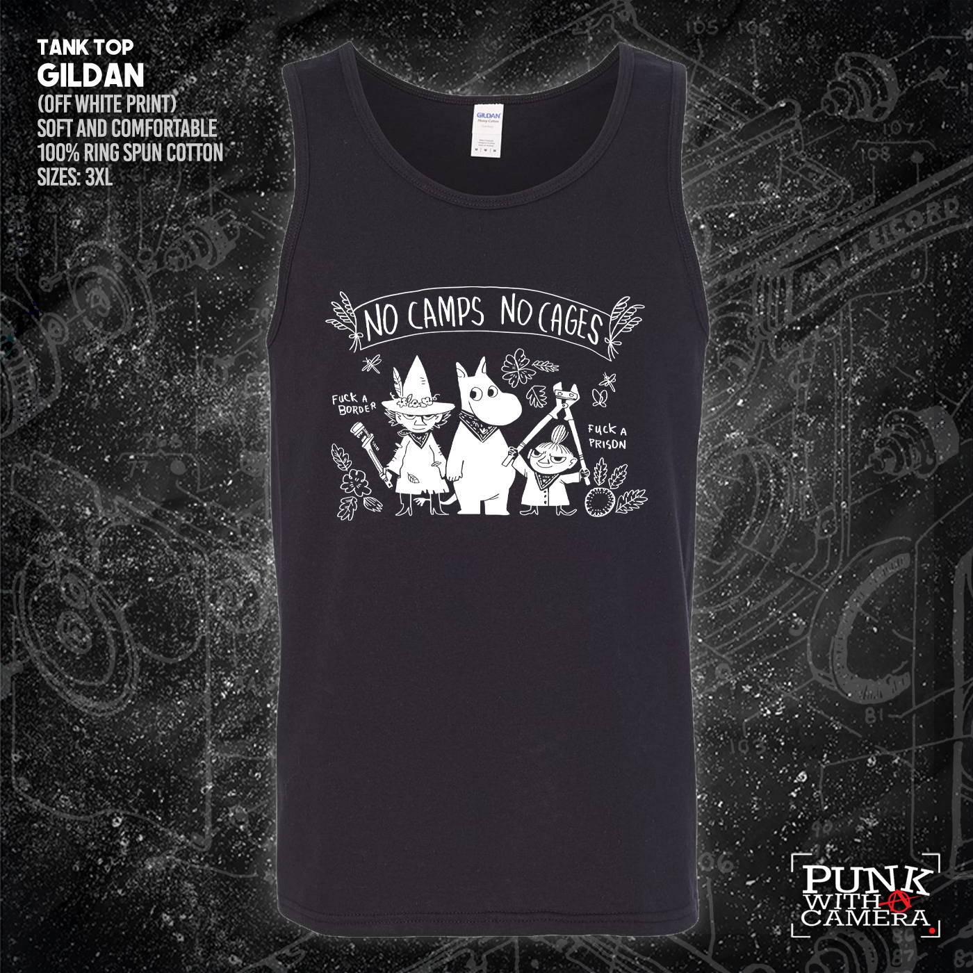 No Camps No Cages - Fuck A Border Fuck a Prison - Jonas Goonface