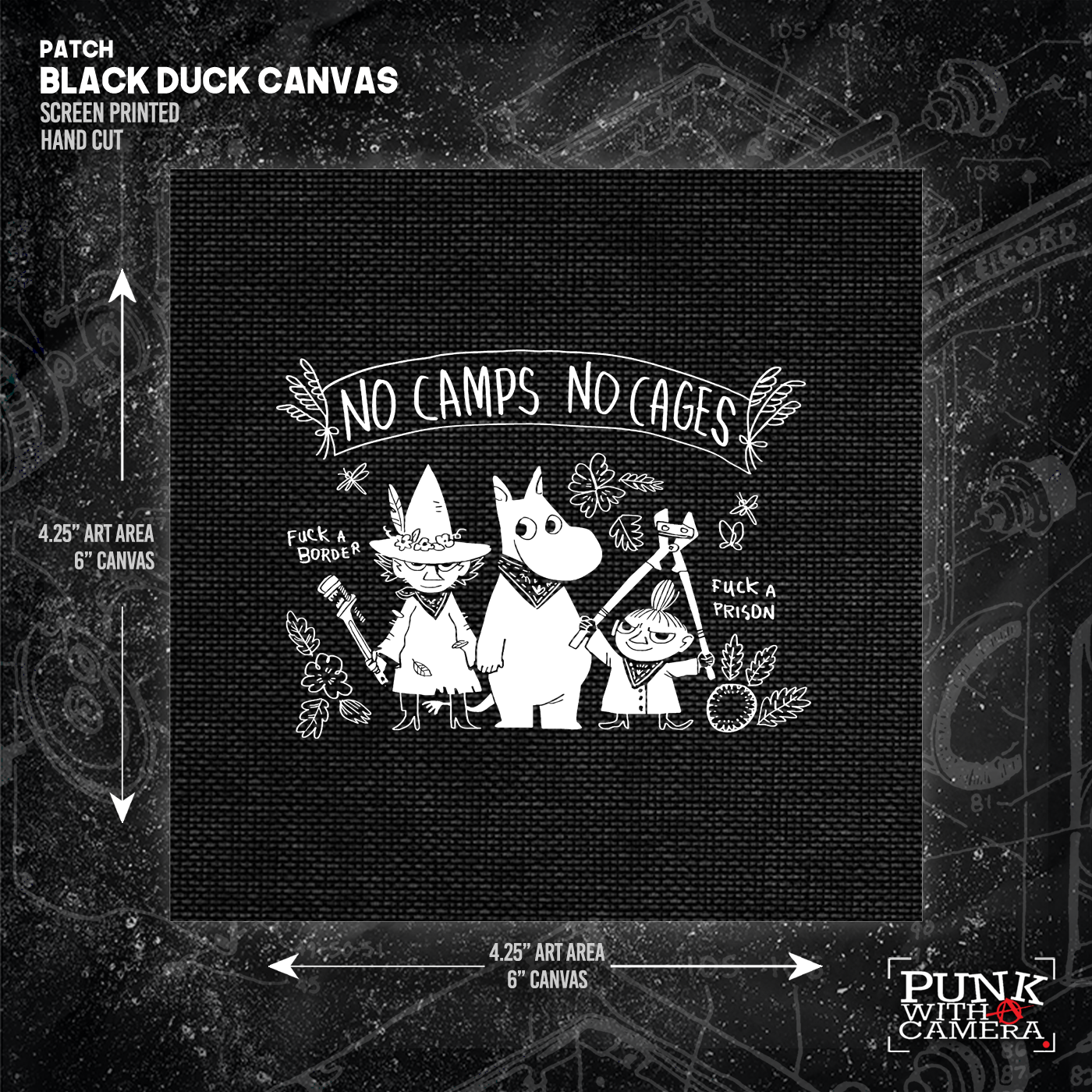 No Camps No Cages - Fuck A Border Fuck a Prison - Patch (6x6)