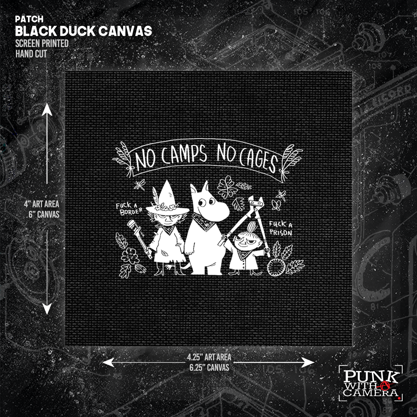 No Camps No Cages - Fuck A Border Fuck a Prison - Patch (4x4)