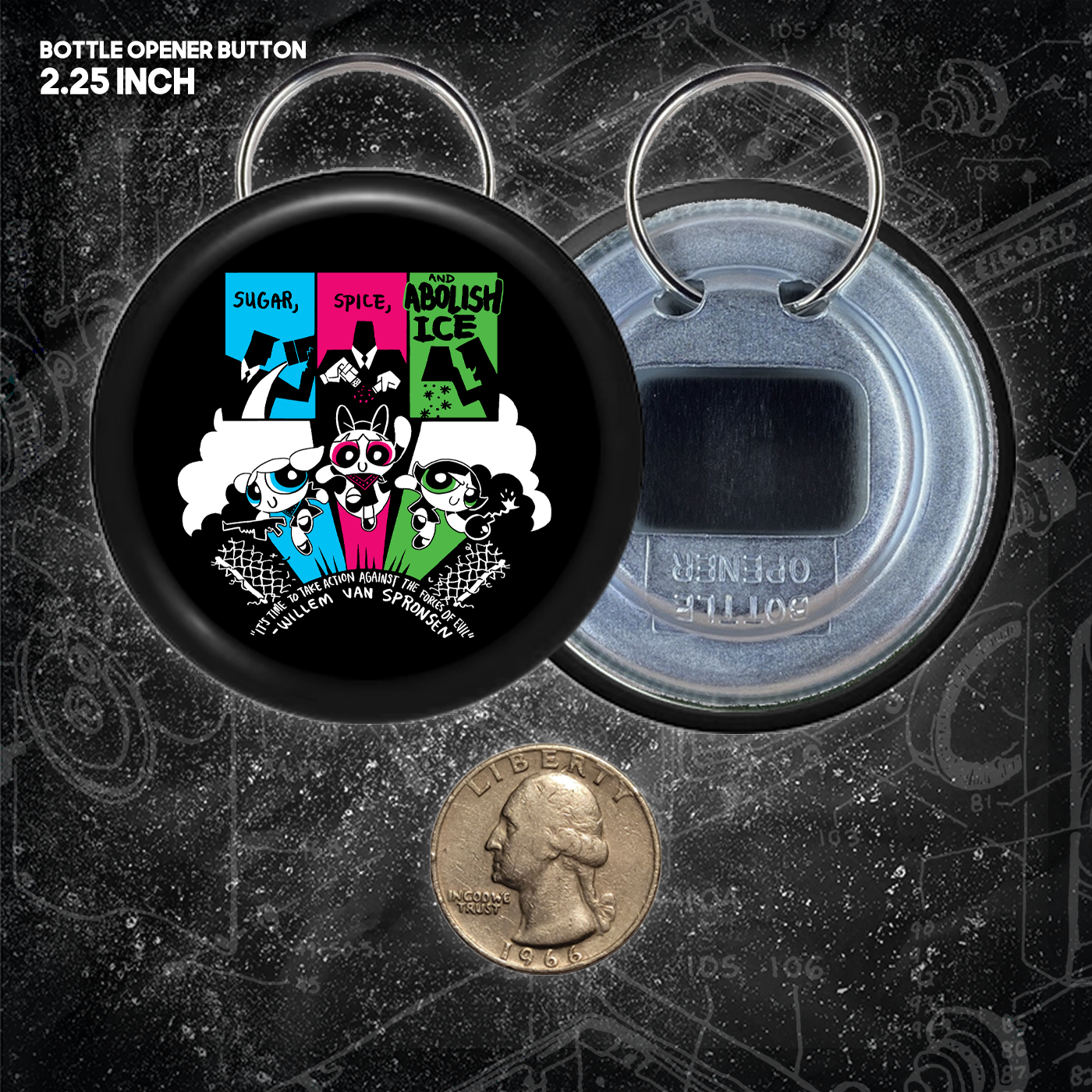 Sugar Spice & Abolish - Take Action Against The Forces Of Evil - Buttons