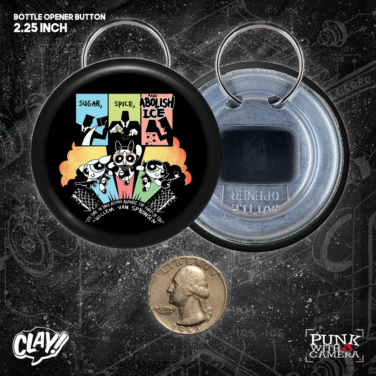 Sugar Spice & Abolish - Take Action Against The Forces Of Evil - Buttons 2.25 Inch