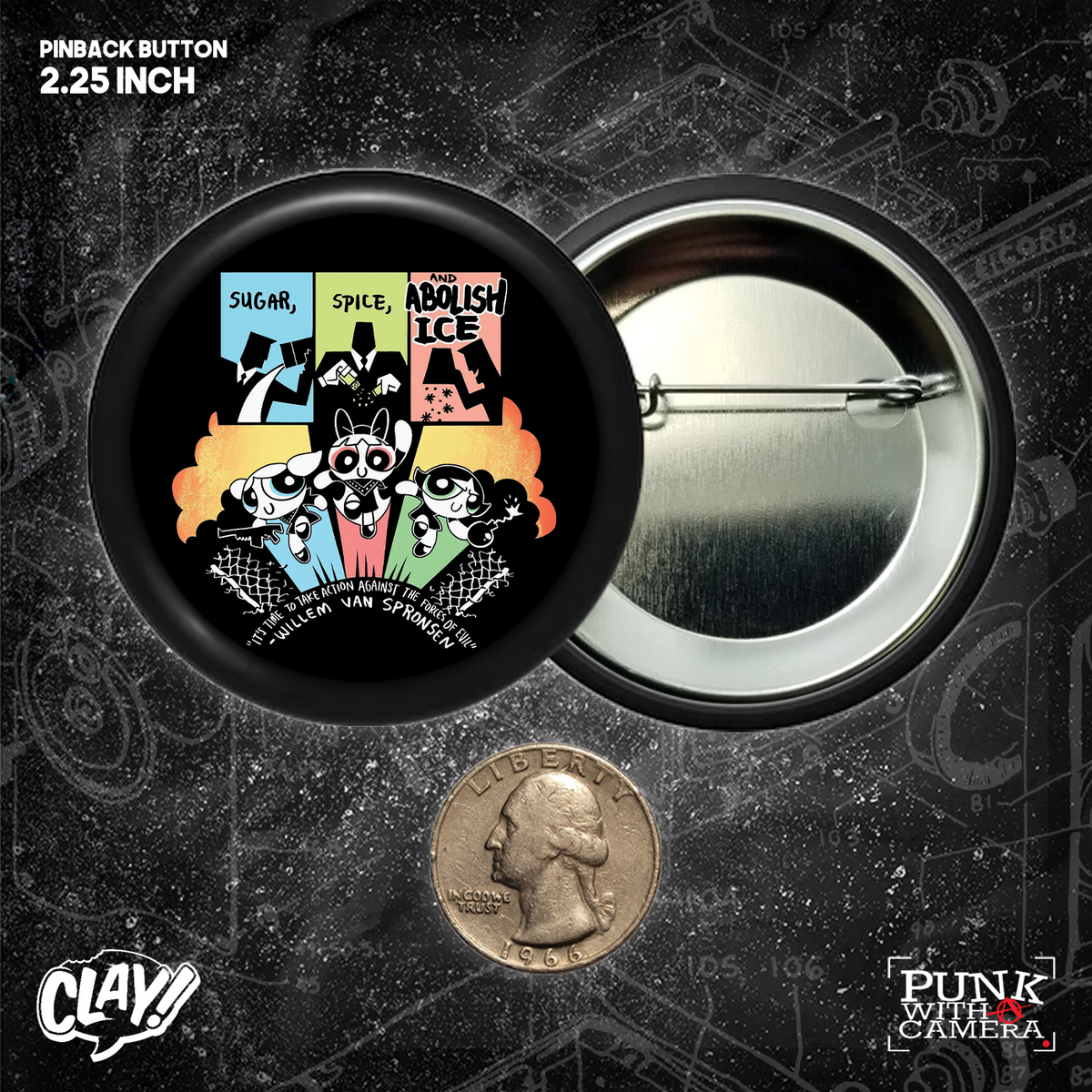 Sugar Spice & Abolish - Take Action Against The Forces Of Evil - Buttons 2.25 Inch