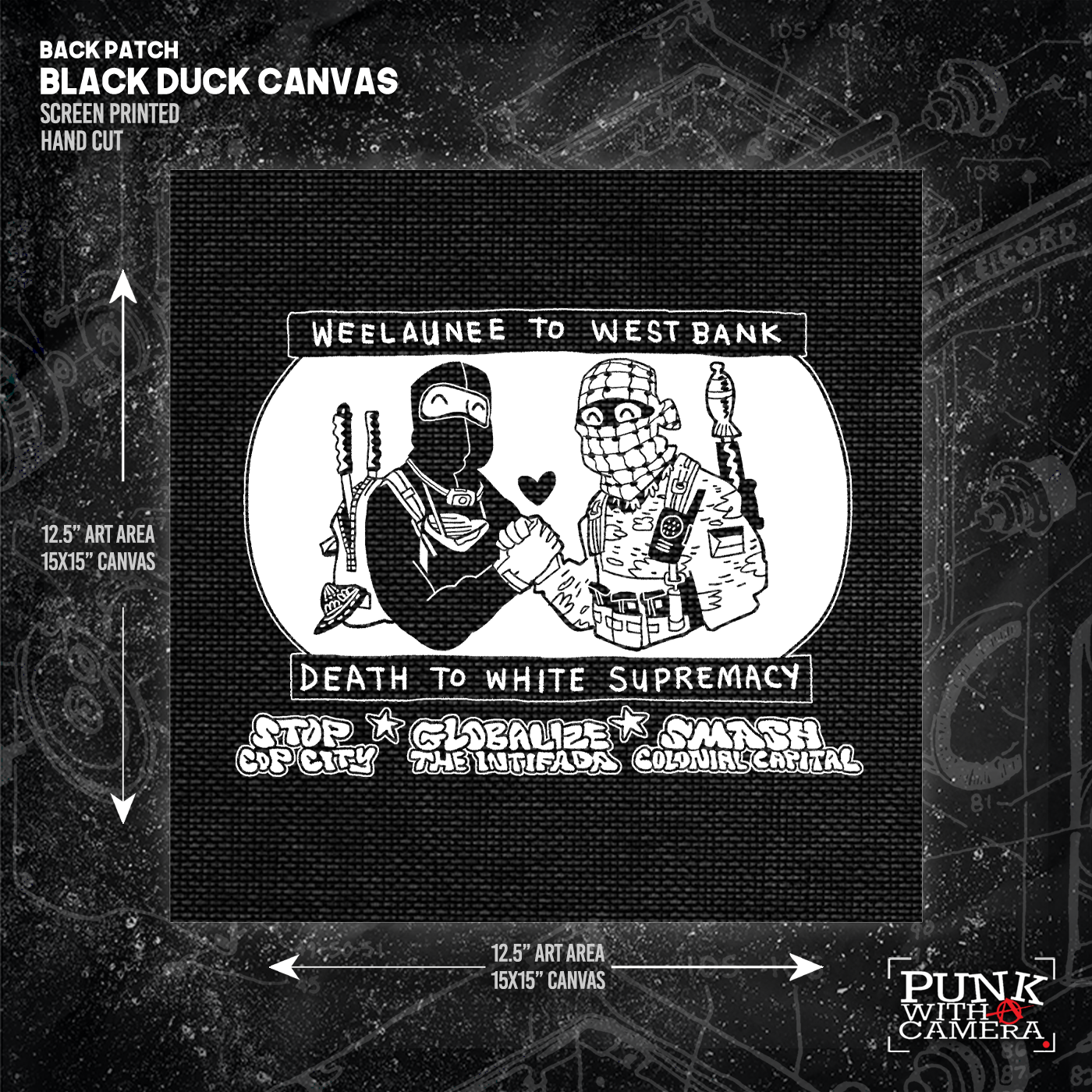 Weelaunee To West Bank Death To White Supremacy - Backpatch - Mutual Aid Design