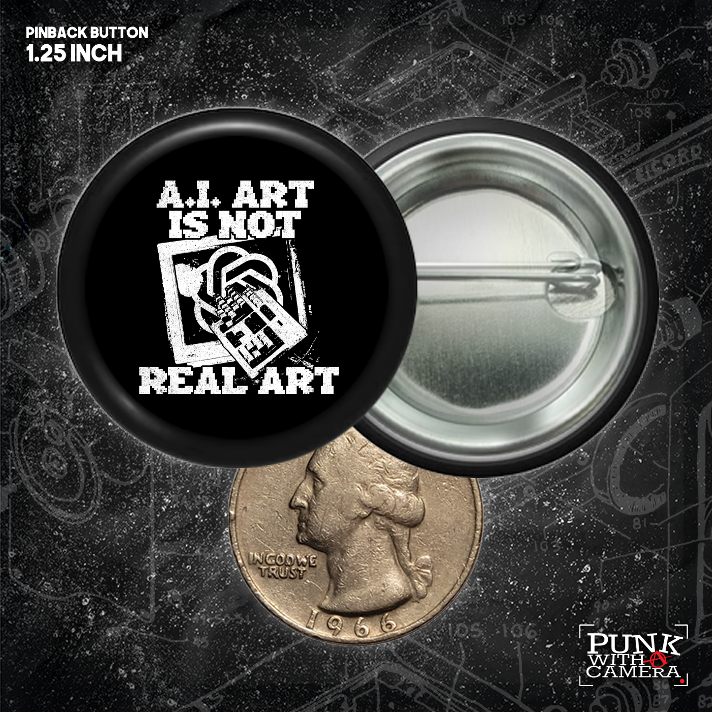 AI Art Is Not Real Art Keyboard - Buttons (1, 1.25, 1.5, & 2.25 Inch)