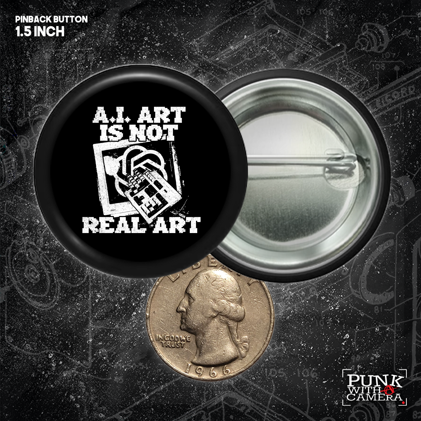 AI Art Is Not Real Art Keyboard - Buttons (1, 1.25, 1.5, & 2.25 Inch)