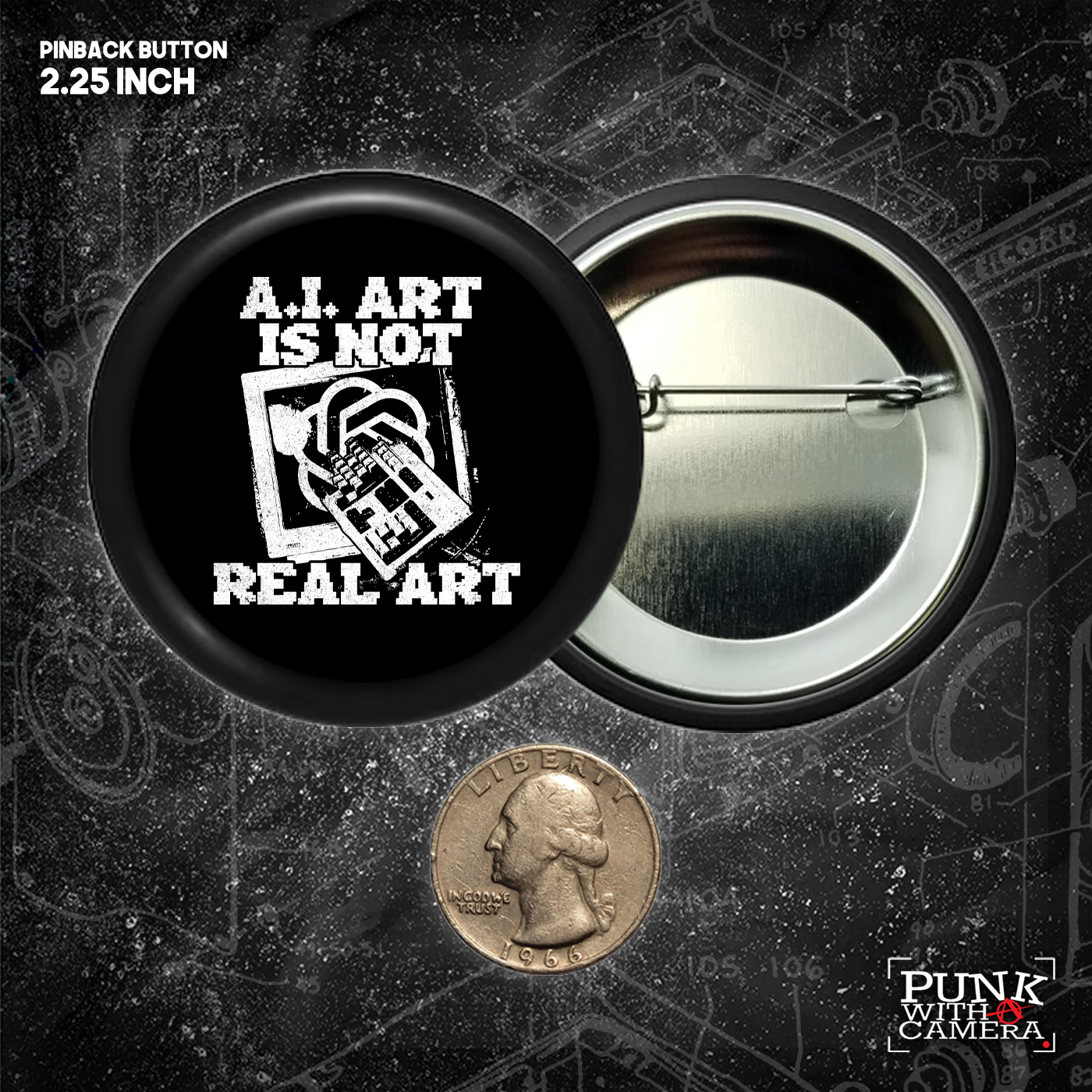 AI Art Is Not Real Art Keyboard - Buttons (1, 1.25, 1.5, & 2.25 Inch)