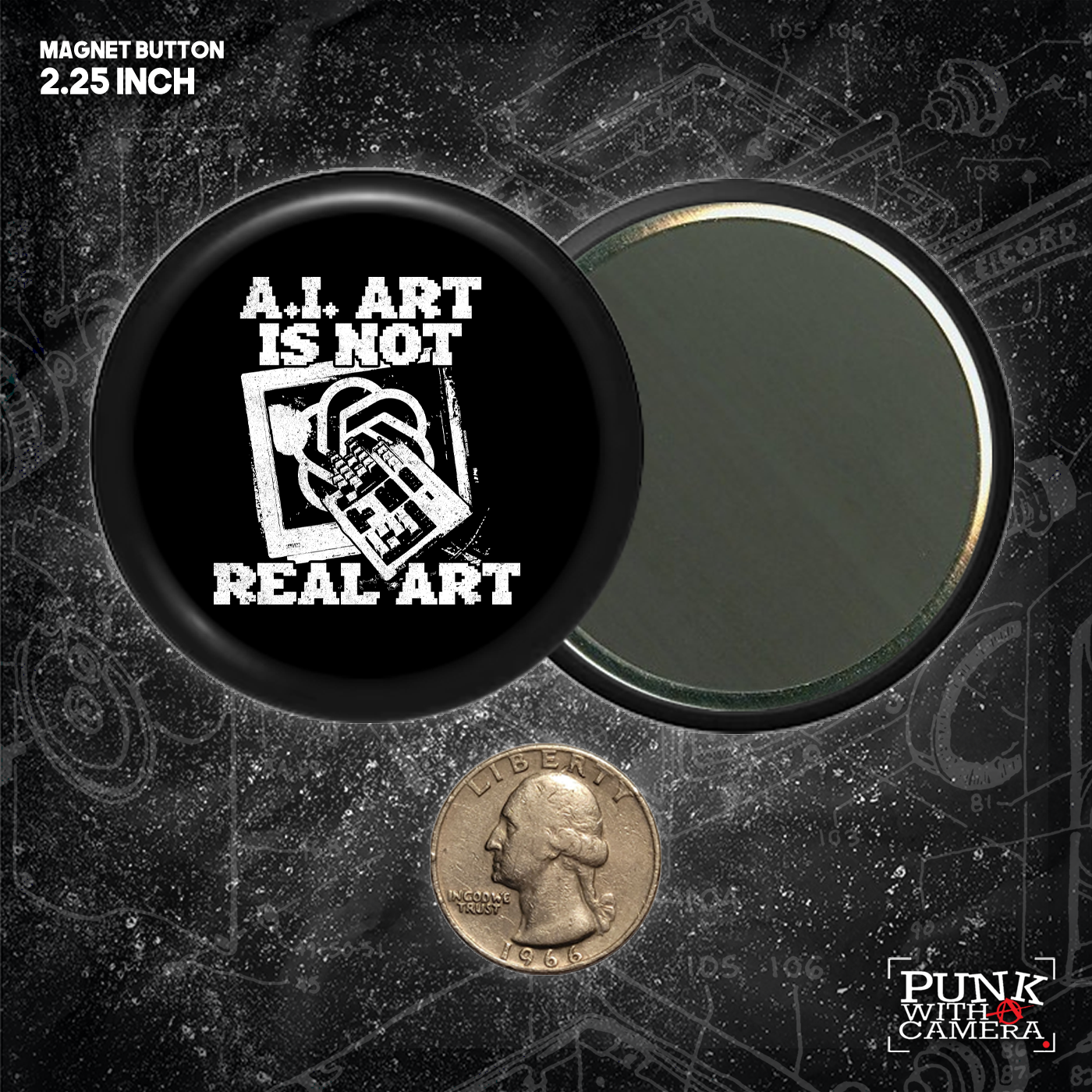 AI Art Is Not Real Art Keyboard - Buttons (1, 1.25, 1.5, & 2.25 Inch)