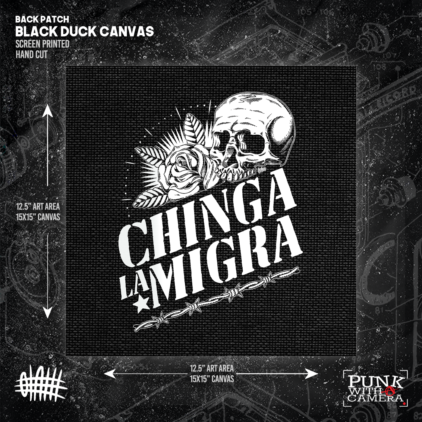 Chinga La Migra Skull - Backpatch - Mutual Aid Design