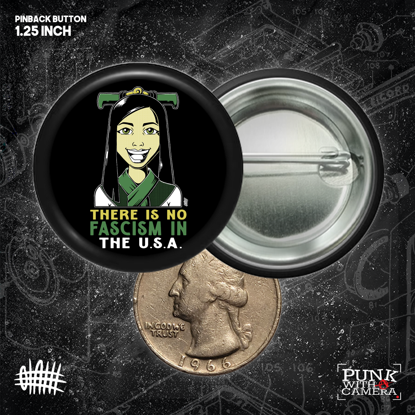 There Is No Fascism In The USA - Buttons (1, 1.25, 1.5, & 2.25 Inch)