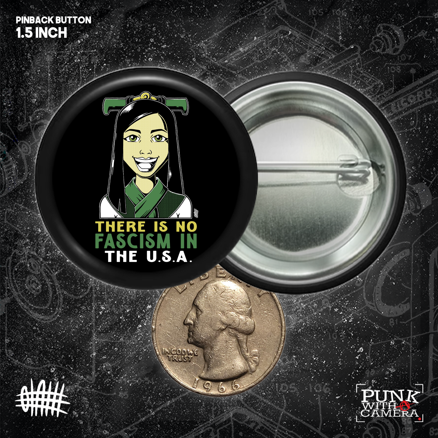 There Is No Fascism In The USA - Buttons (1, 1.25, 1.5, & 2.25 Inch)